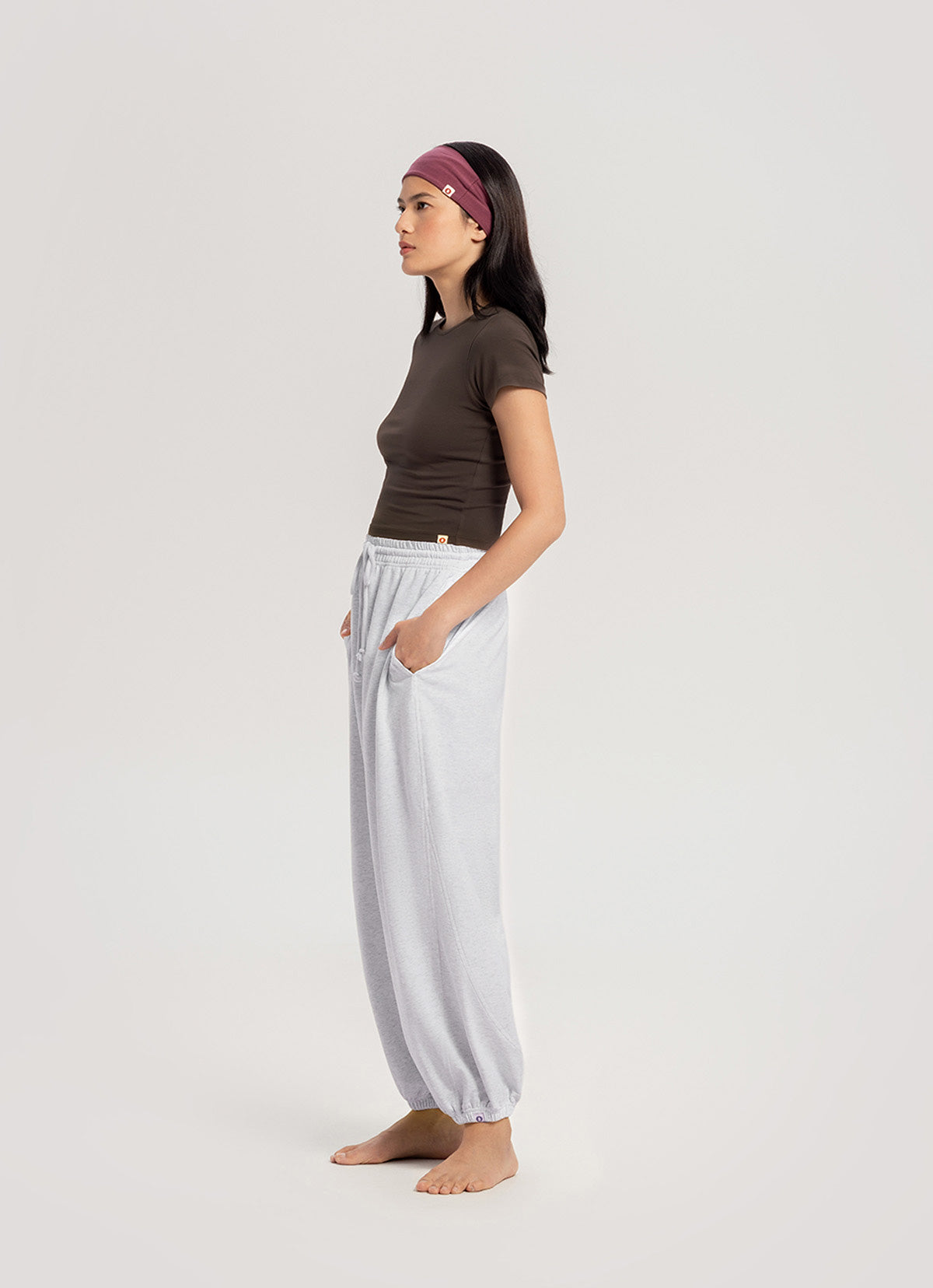 Diagonal jogger pants (Zurry ver.) (Unisex)_Melange Grey