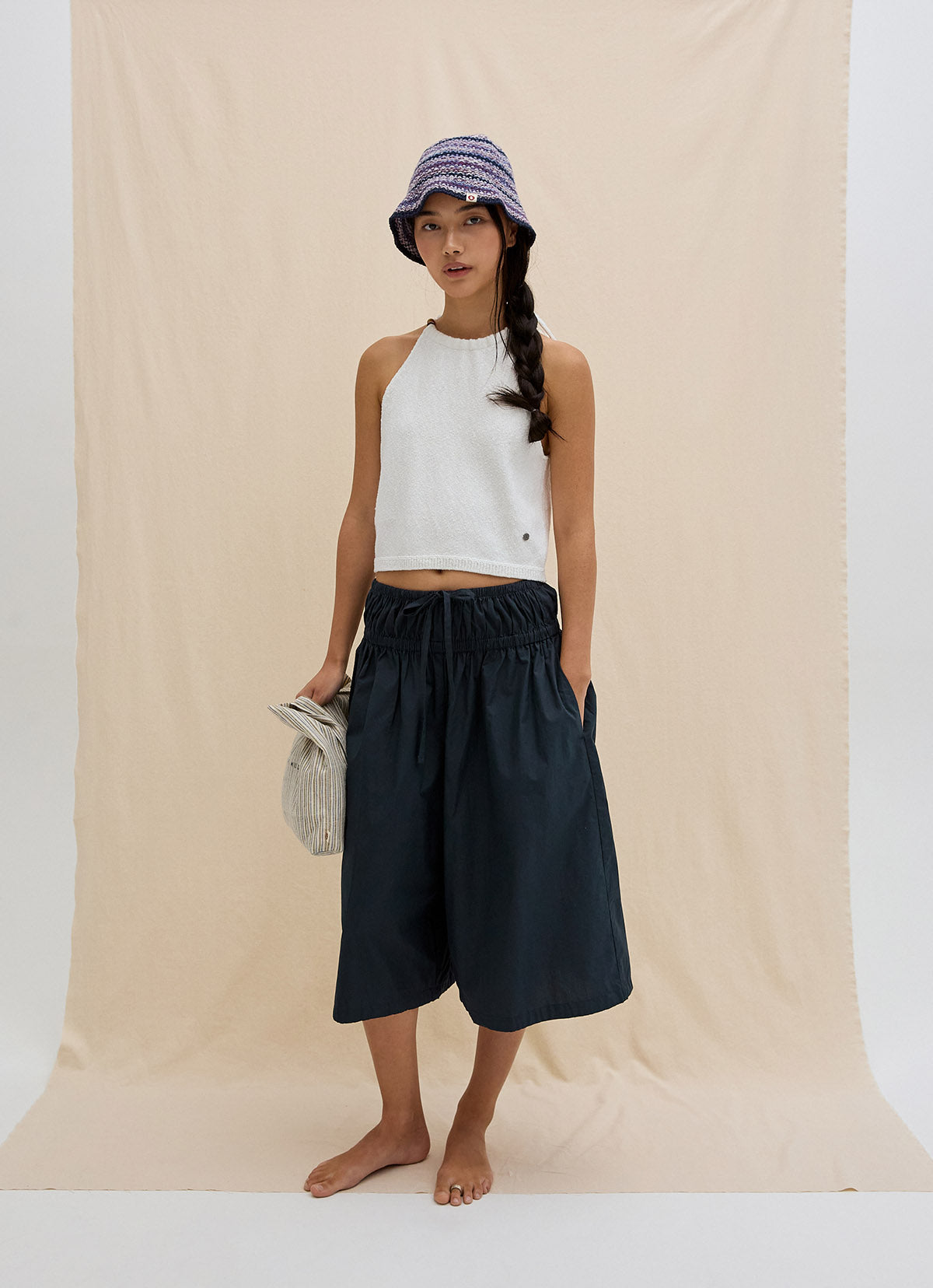 Tied knit top_Ivory