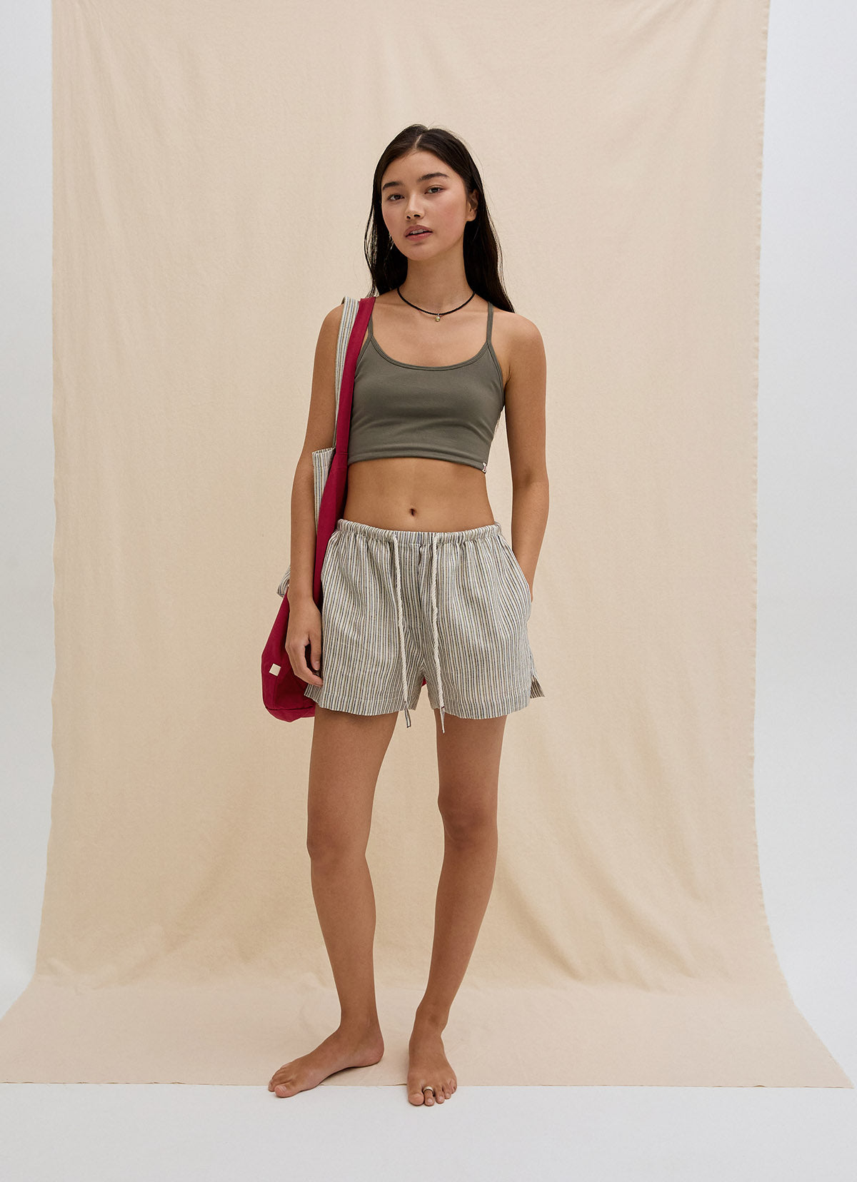 India string shorts_beige Multi