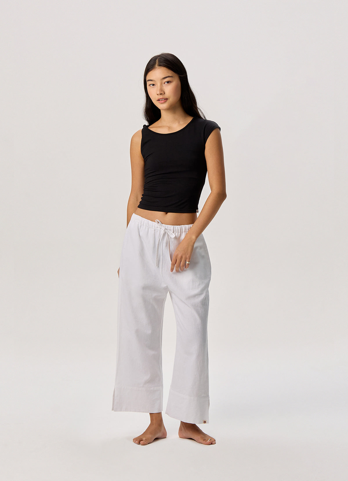 Linen crop pants_White