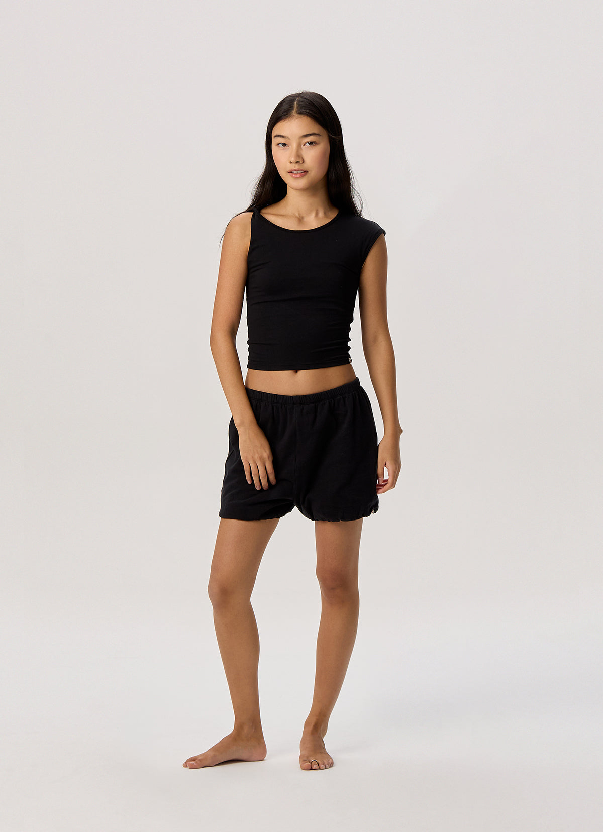 Unbalance twist short sleeve_Black