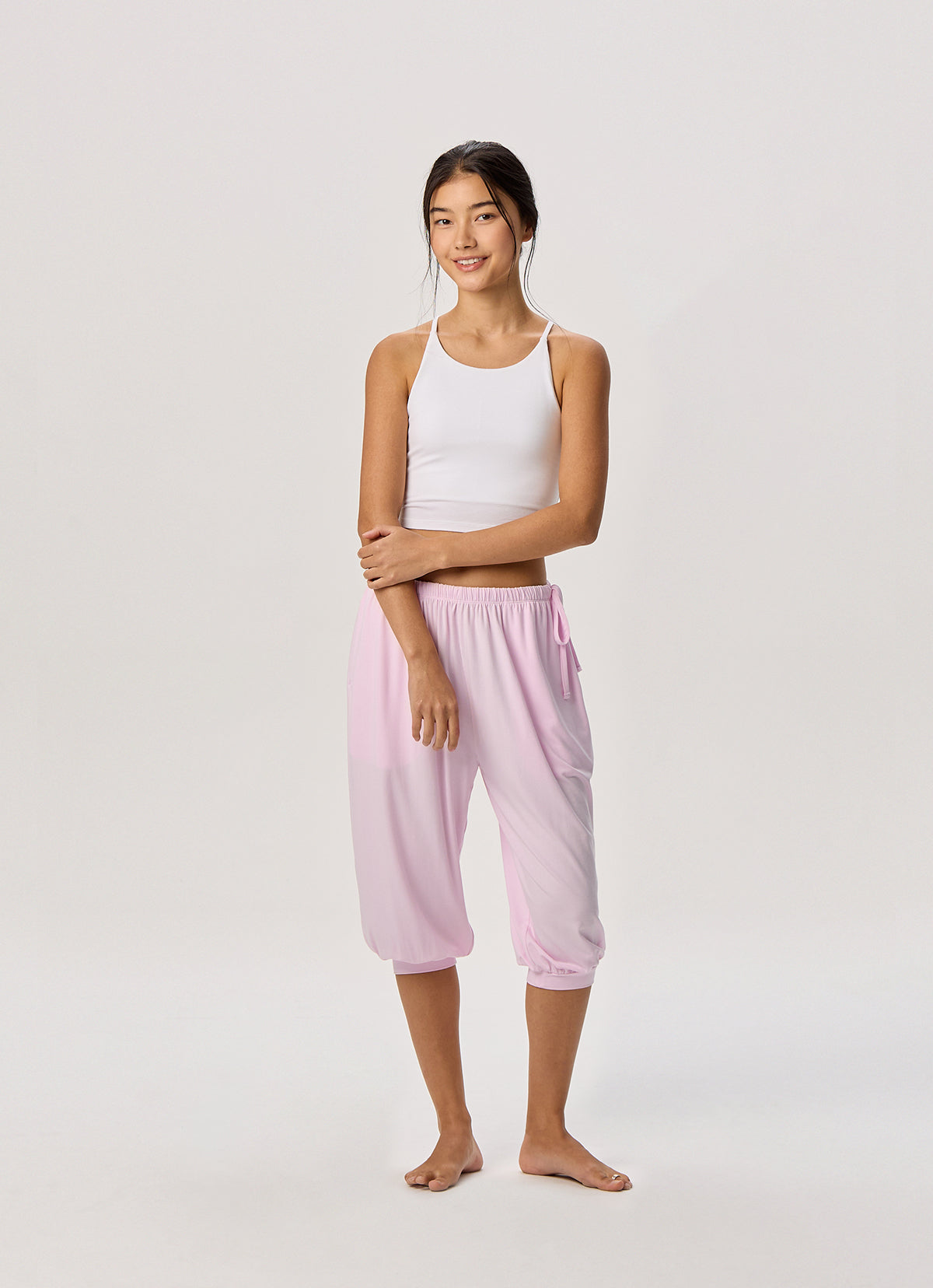 Shirring half pants_Cradle Pink