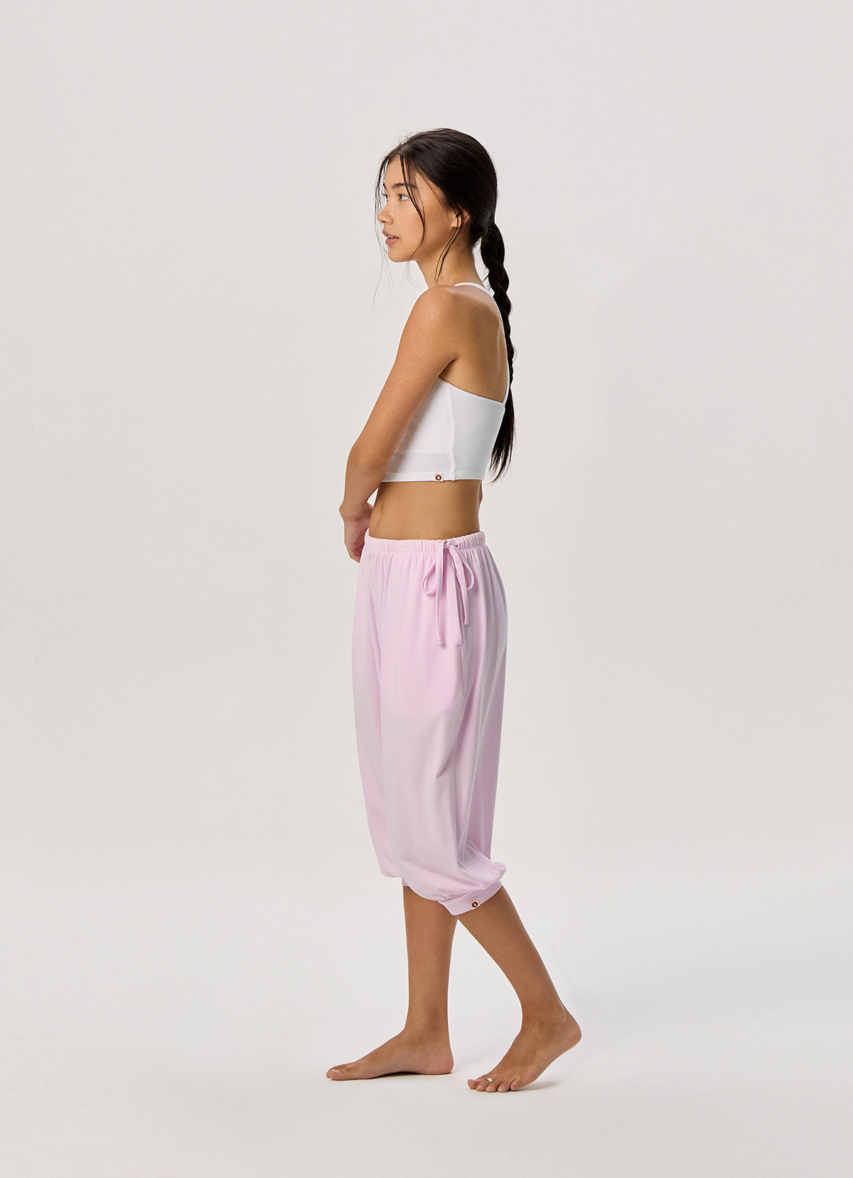 Shirring half pants_Cradle Pink