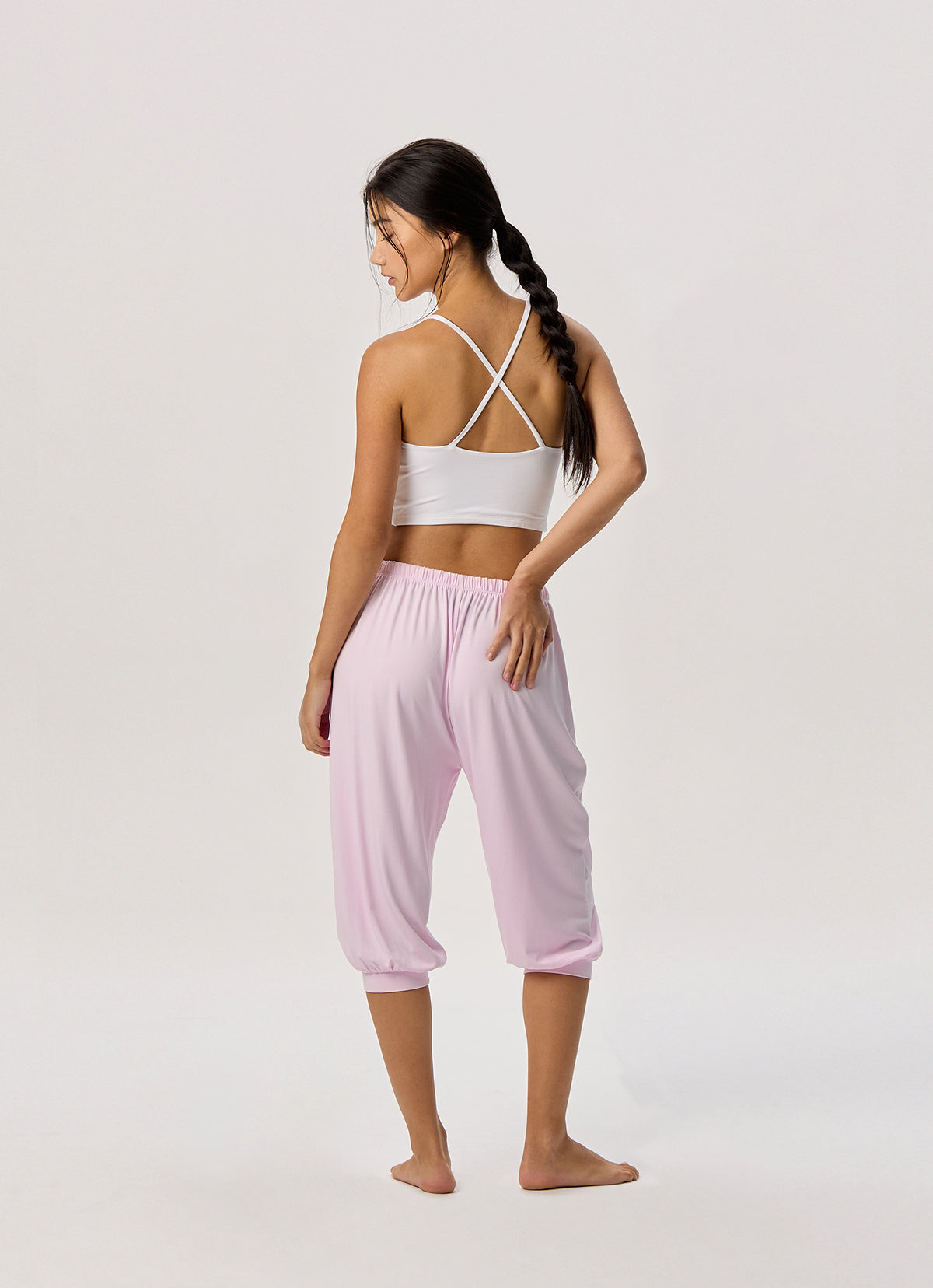 Shirring half pants_Cradle Pink