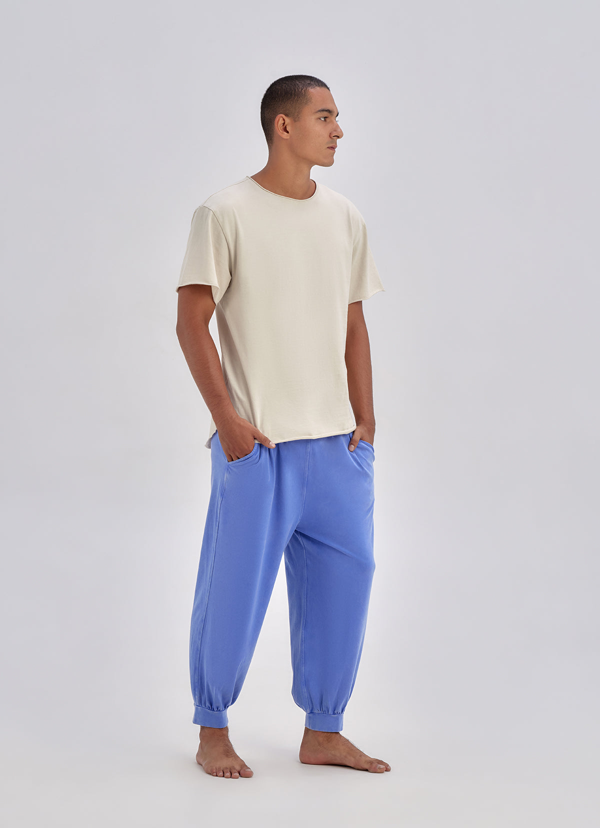 Fortune pants Garment dyed (For Men)_Bleached Denim