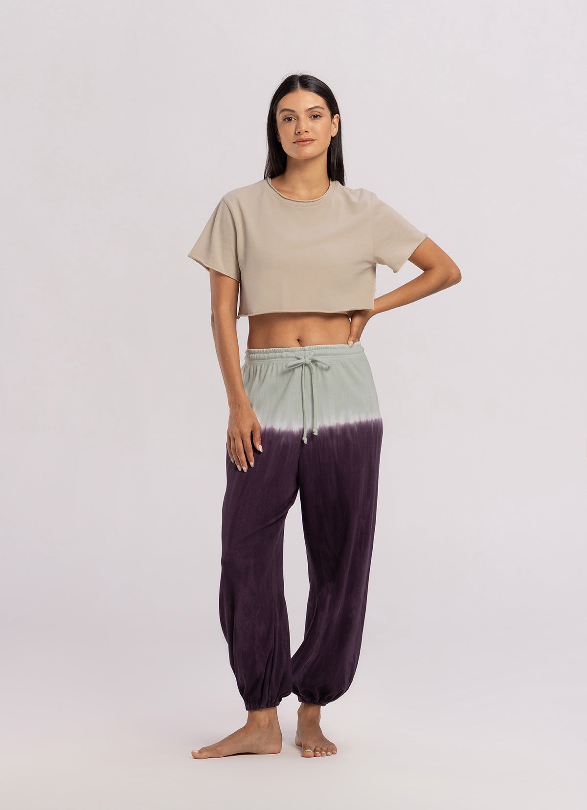 Rib jogger pants #1_dyed_Purple Multi