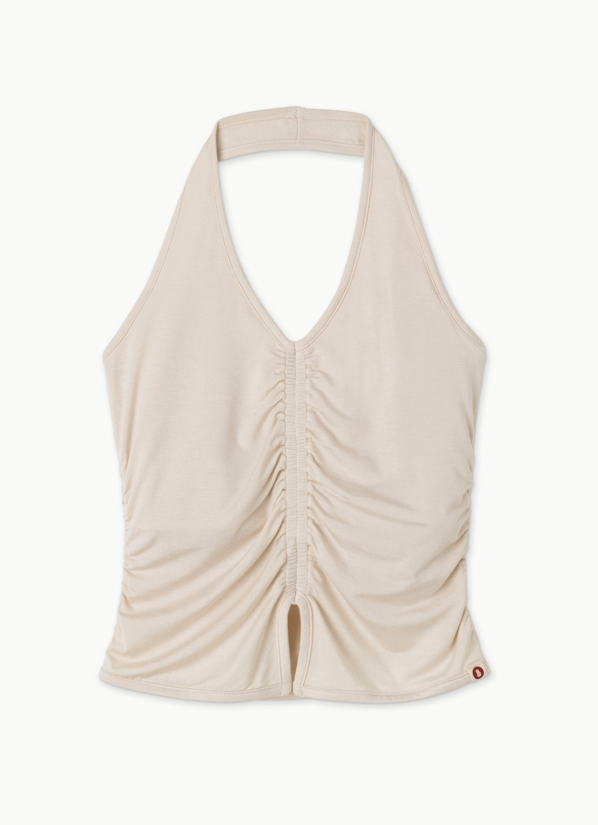 Wrinkle halter tank top_Beige