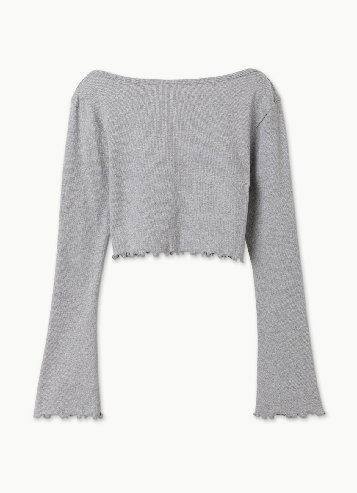 Crop rib cardigan_Melange Grey