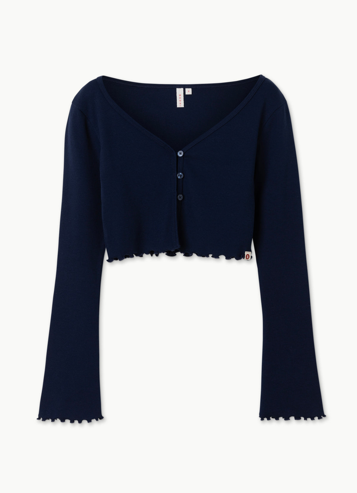 Crop rib cardigan_Maritime Blue