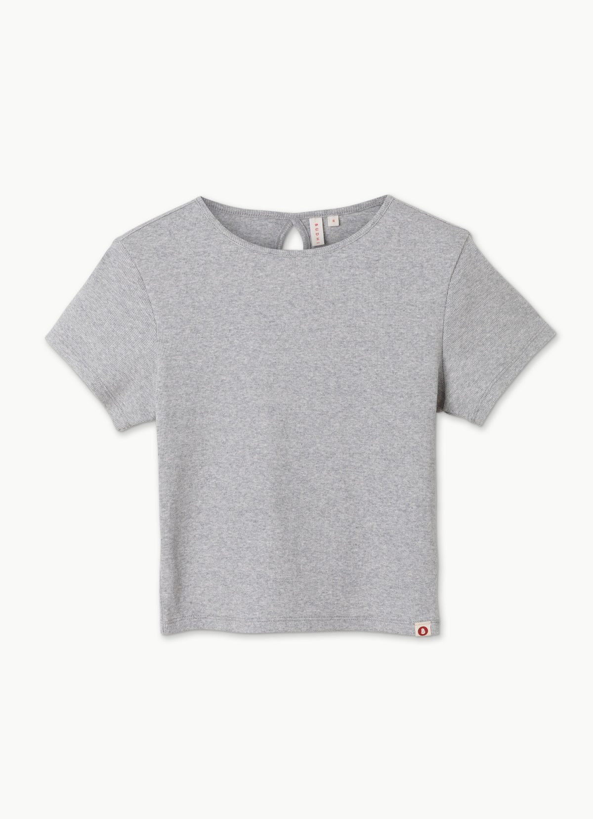 Keyhole rib short sleeve_Melange Grey