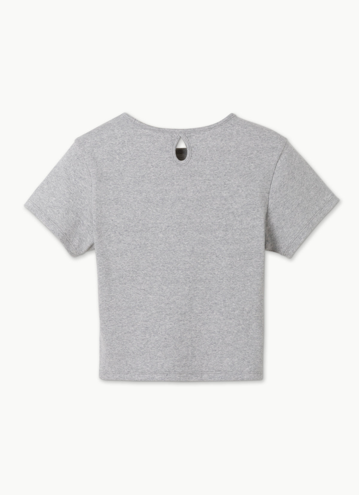 Keyhole rib short sleeve_Melange Grey