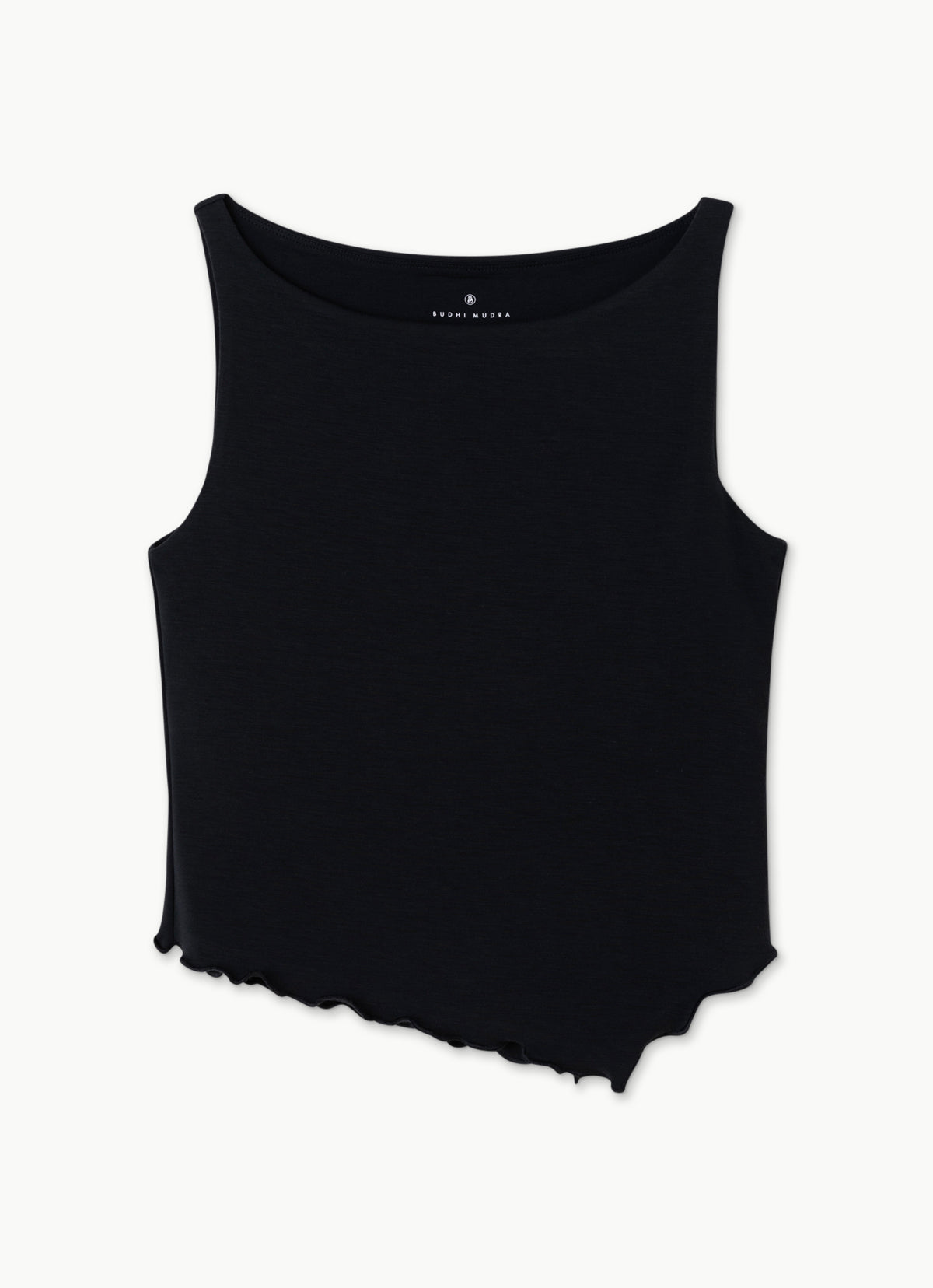 Boatneck edged tank top_Black