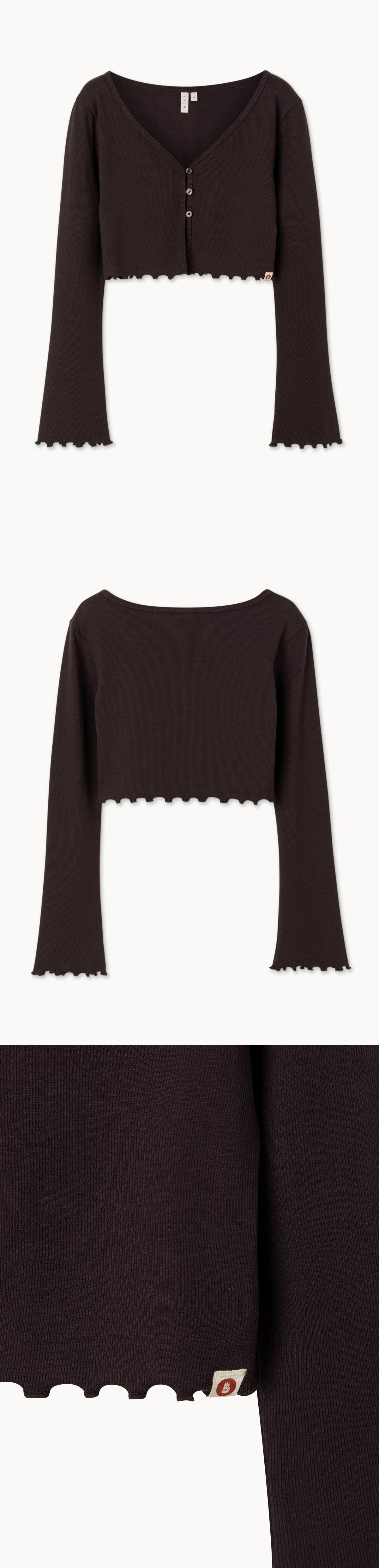 Crop rib cardigan_Chocolate Plum