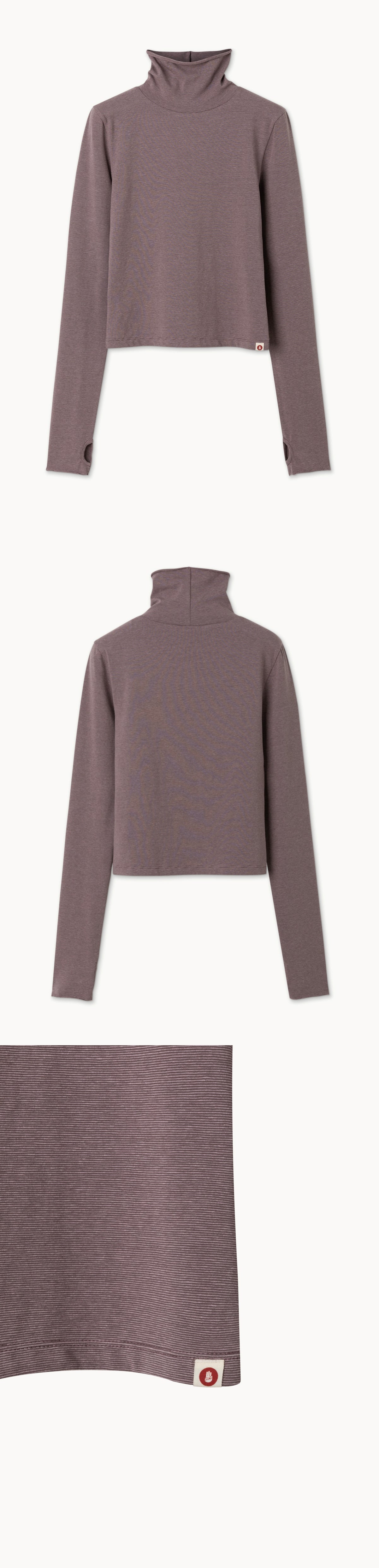 Rolled turtleneck long sleeve_Pink Multi