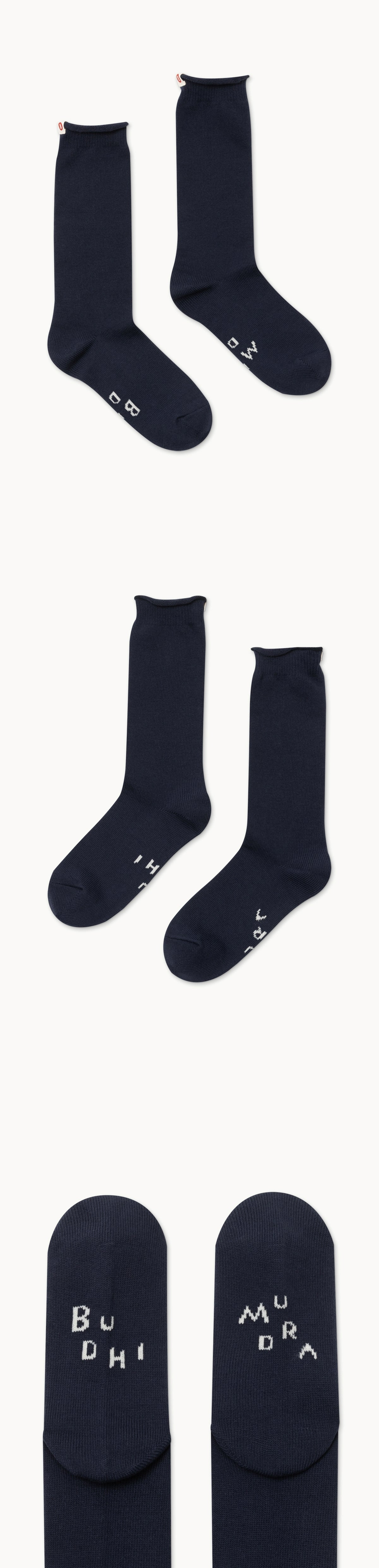 Rolled lettering socks_Navy