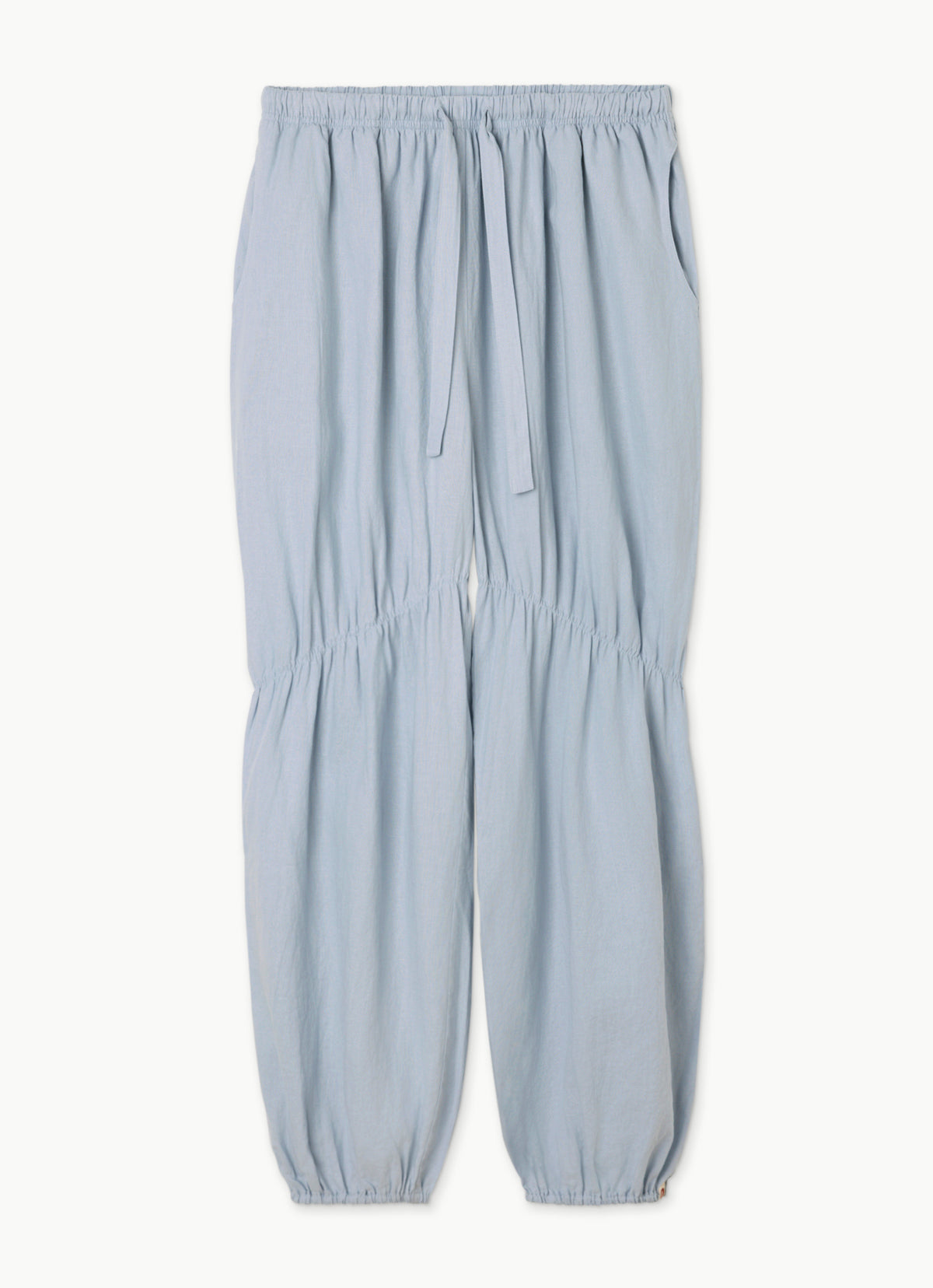 Linen shirring pants_Light Blue