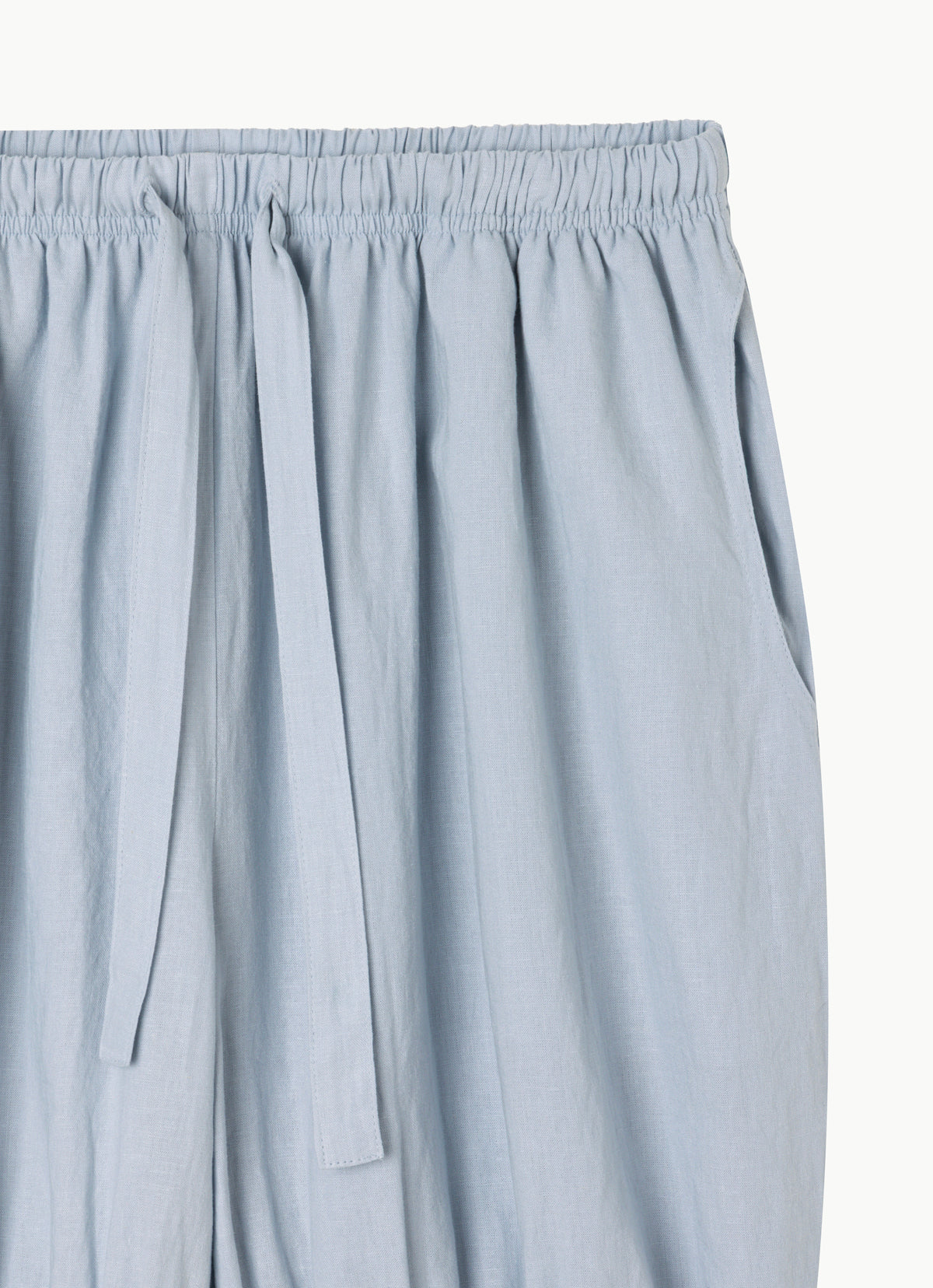 Linen shirring pants_Light Blue