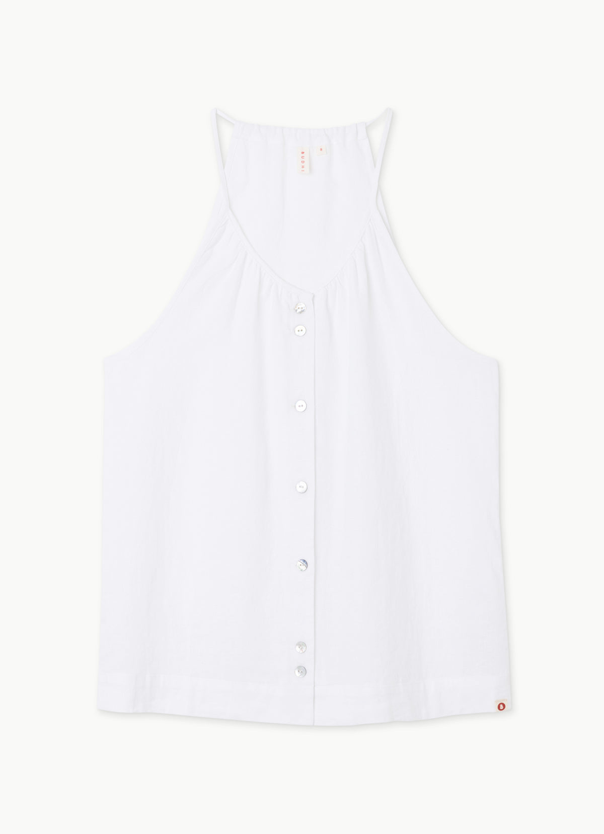 Linen shirring sleeveless_White