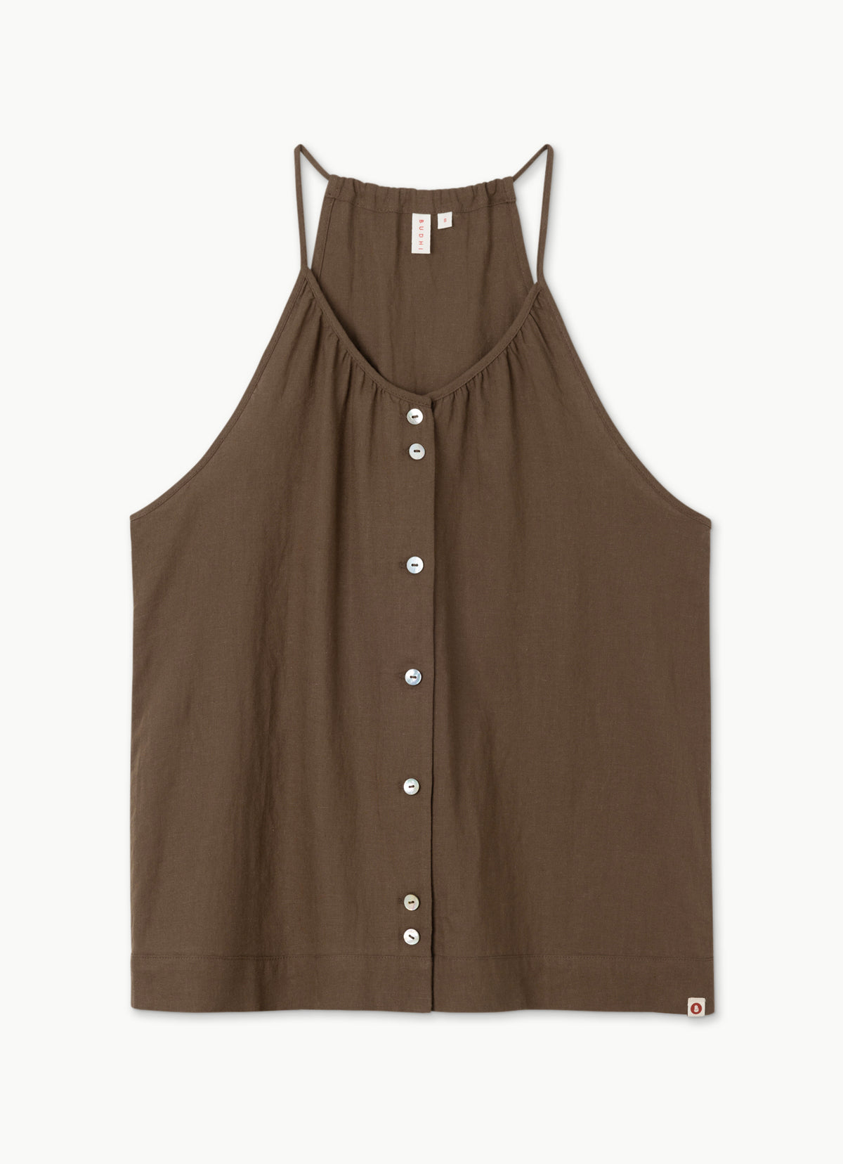 Linen shirring sleeveless_Brown Lentil