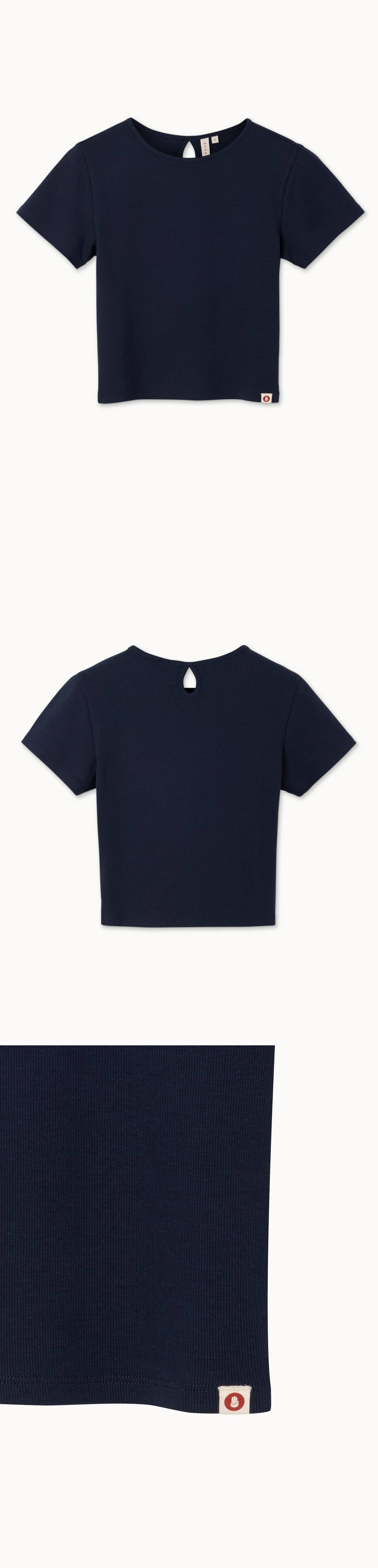 Keyhole rib short sleeve_Navy Blazer