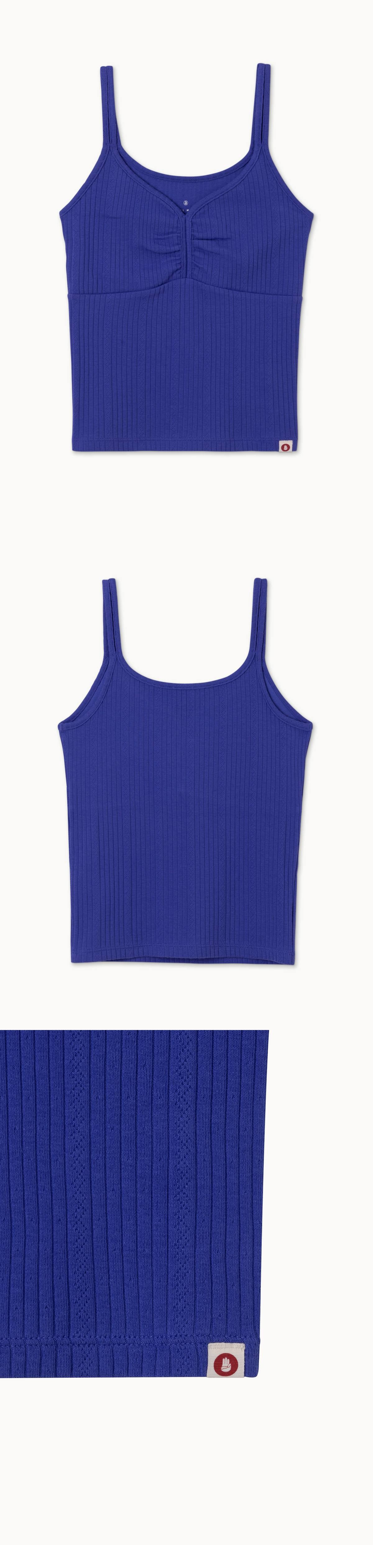 Pointelle shirring tank top_Bluing