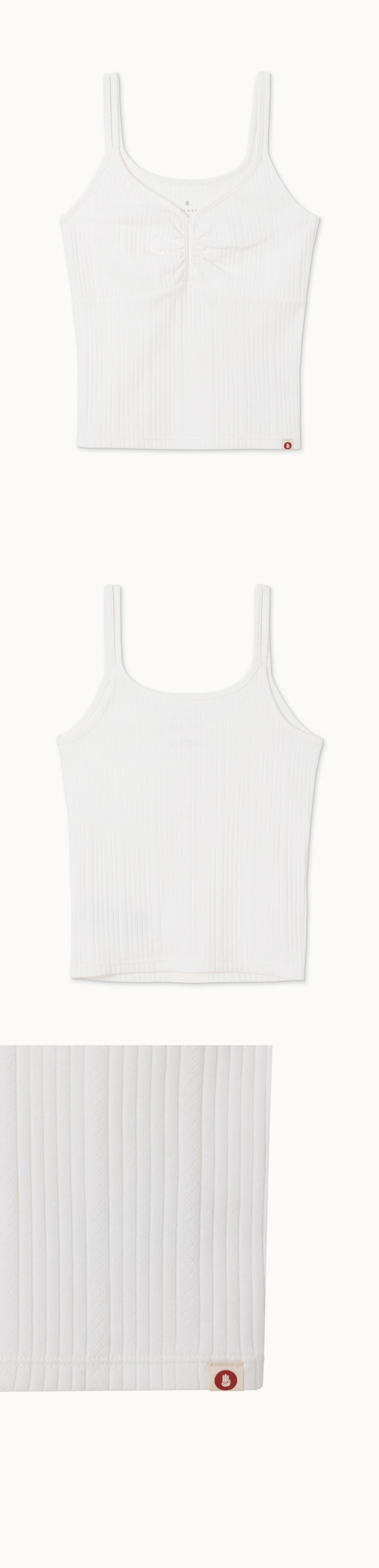 Pointelle shirring tank top_Star White