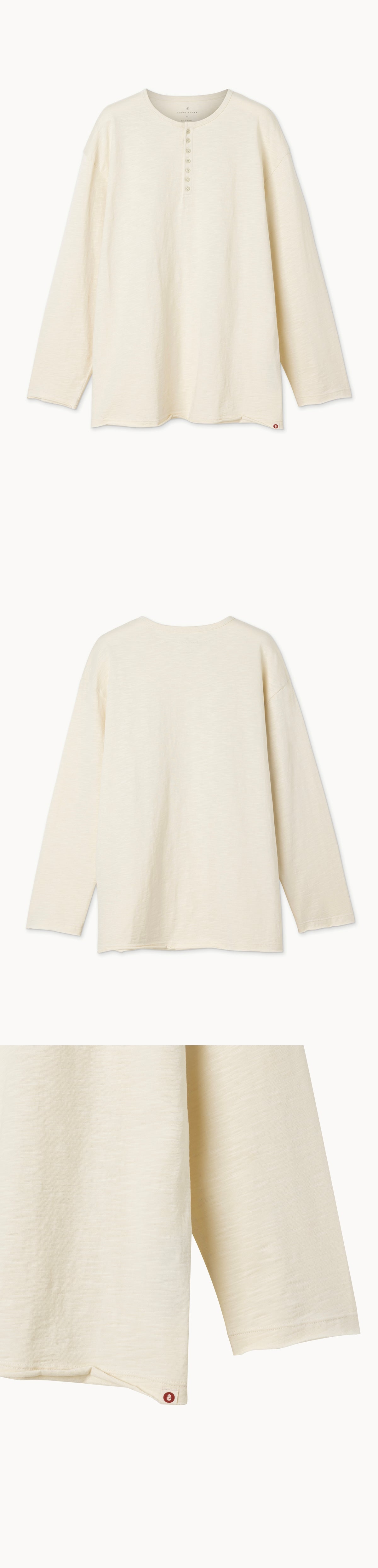 Henley neck long sleeve (Unisex)_Bone White