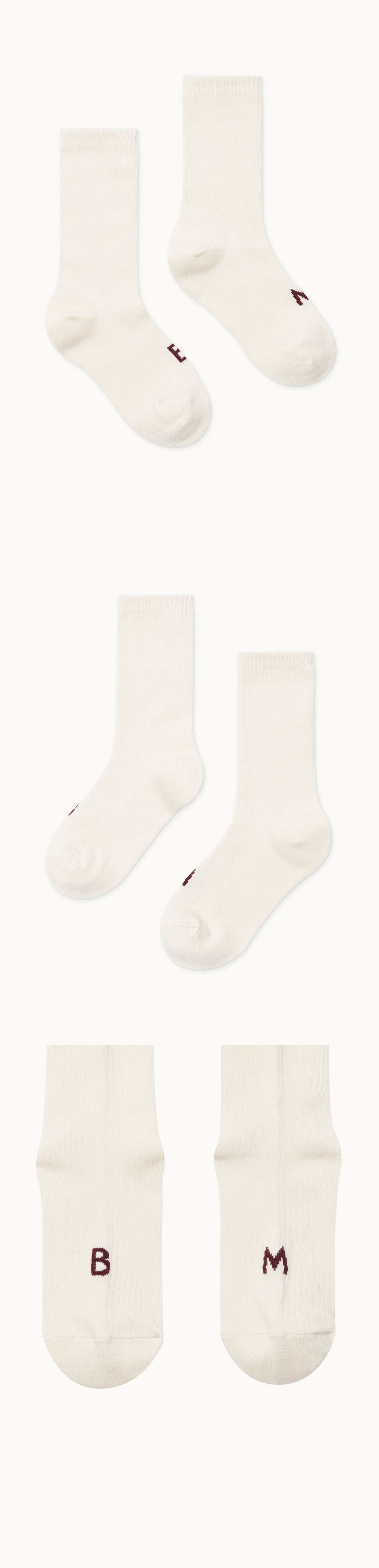 Rib ankle socks (Unisex)_Bone White