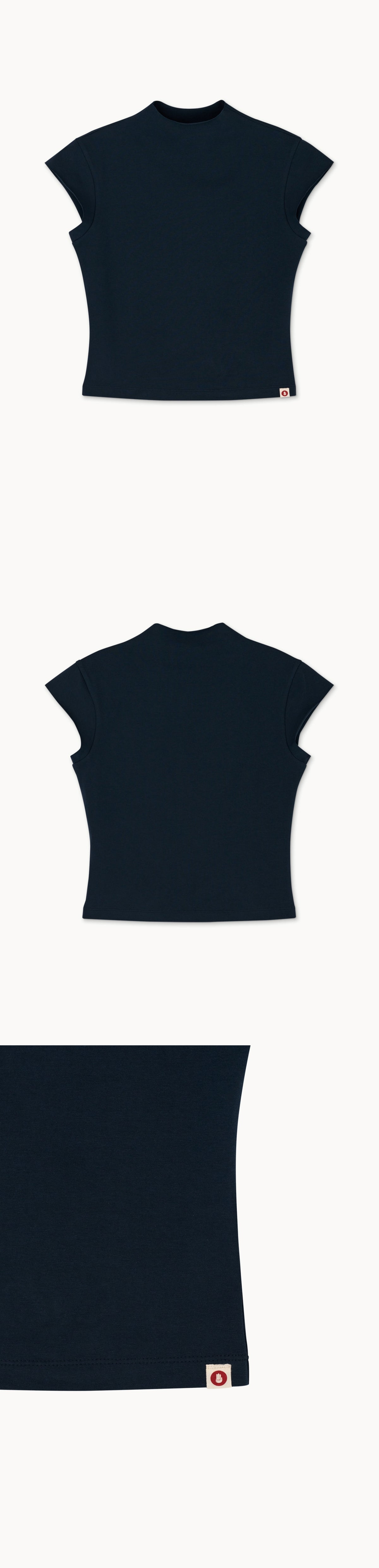 High neck cap sleeve_Carbon