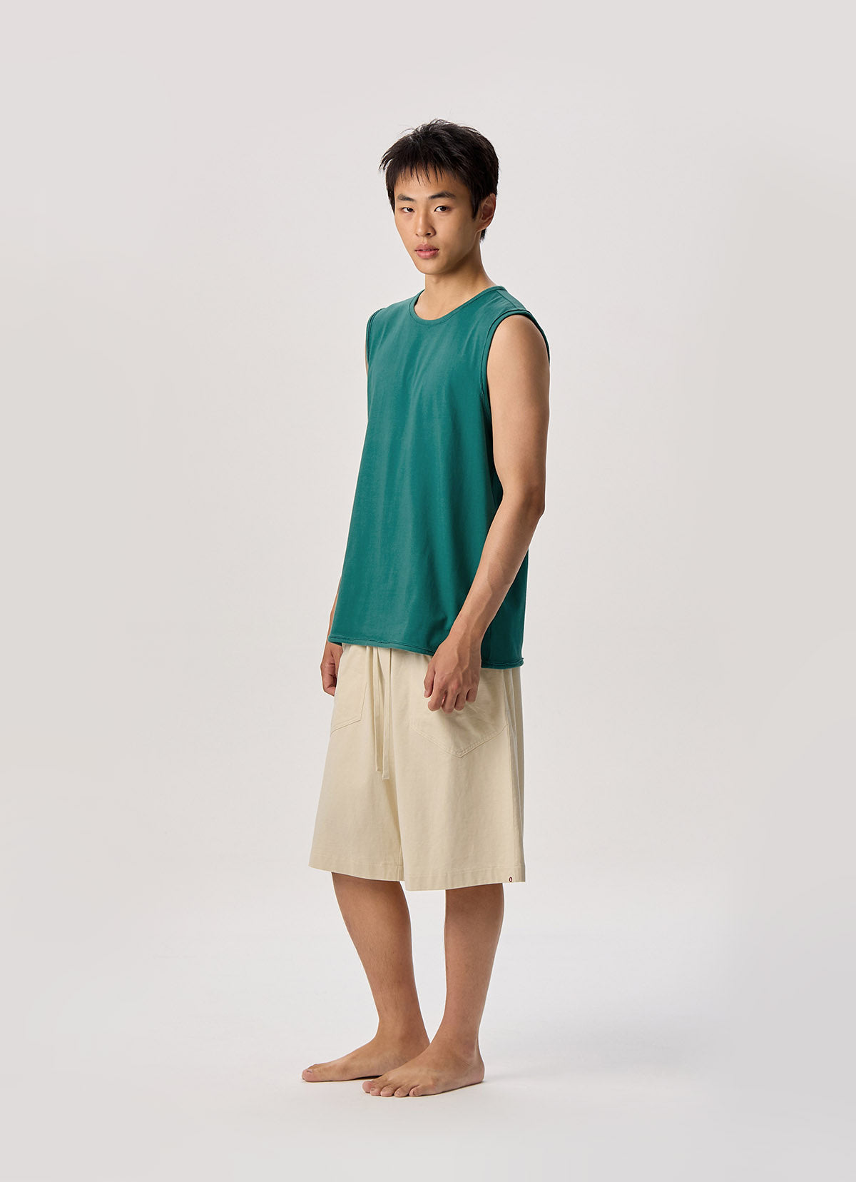 V slit sleeveless (Unisex)_Deep Jungle