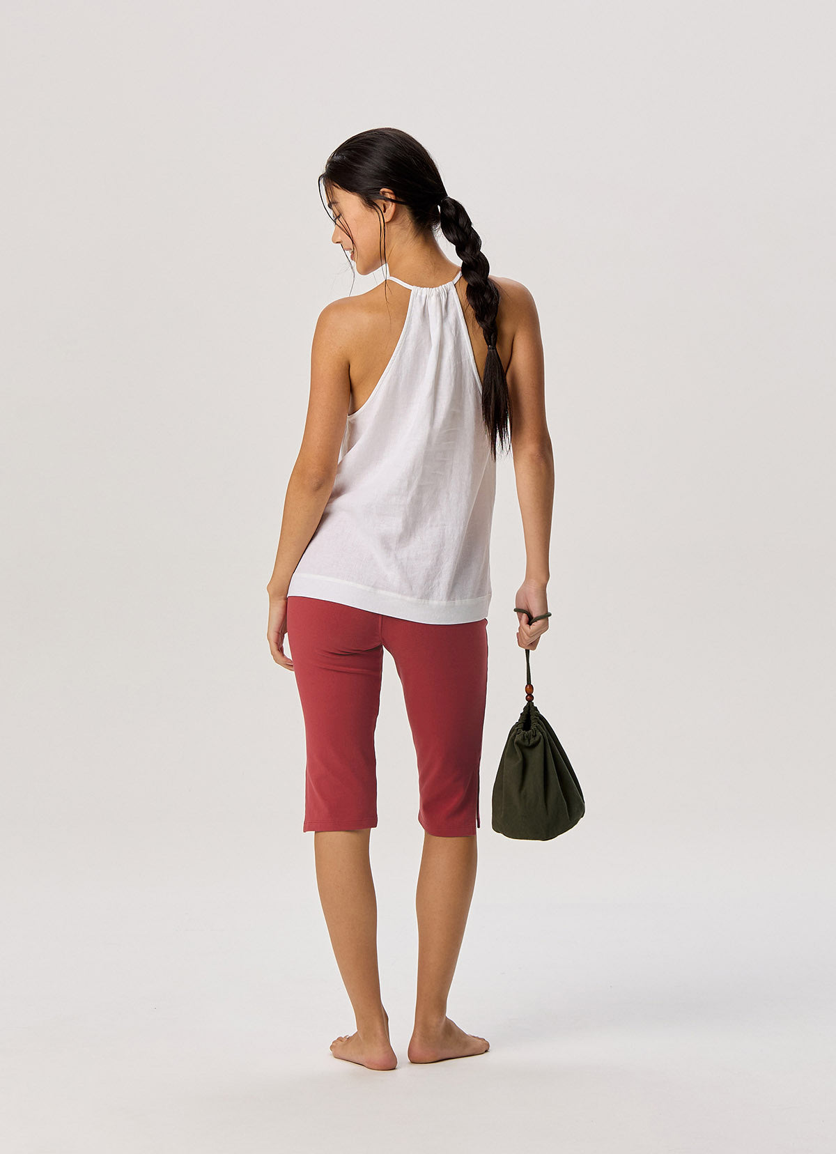 Linen shirring sleeveless_White