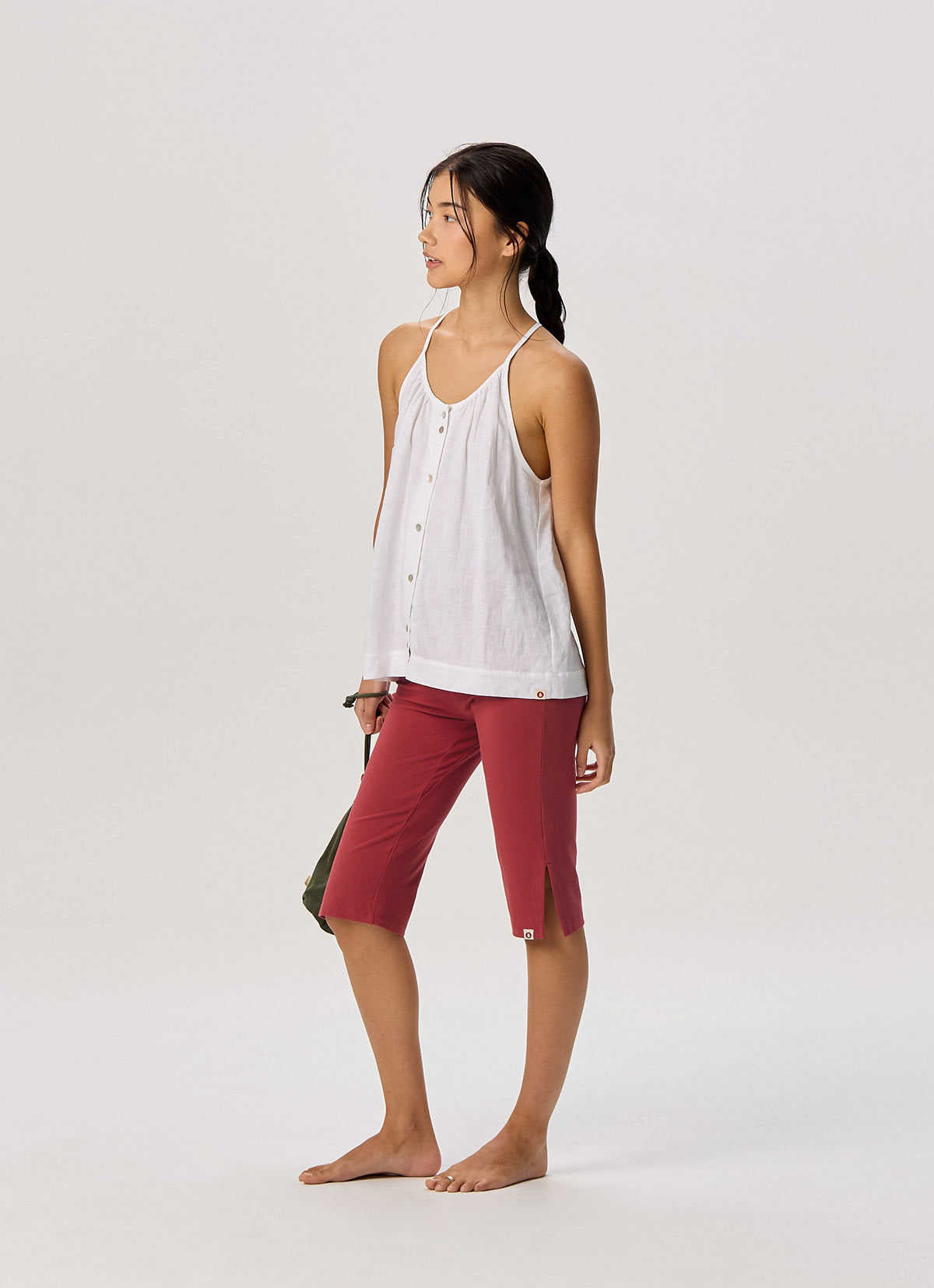 Linen shirring sleeveless_White