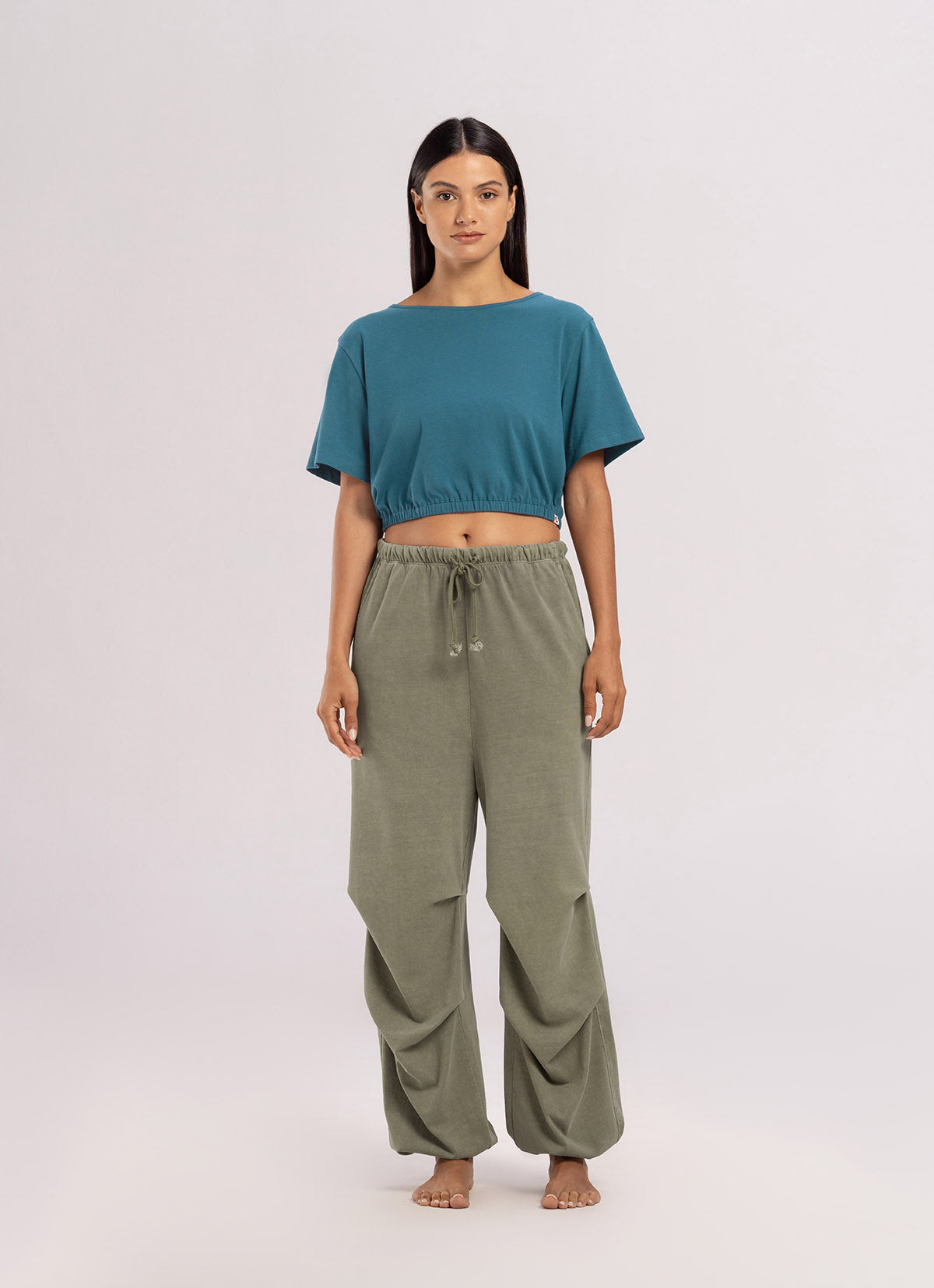 Double tuck pants (Unisex)_Grey Khaki