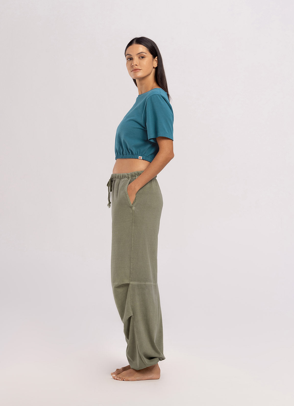 Double tuck pants (Unisex)_Grey Khaki