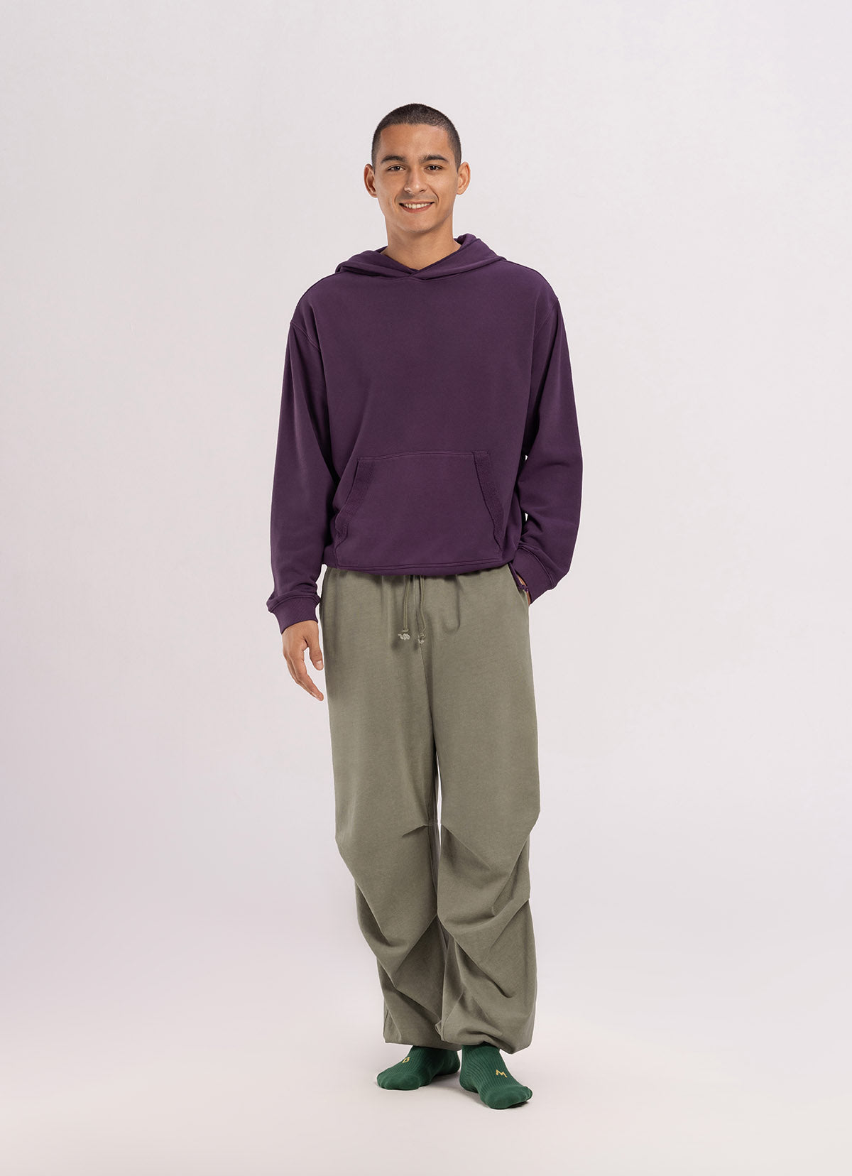 Double tuck pants (Unisex)_Grey Khaki