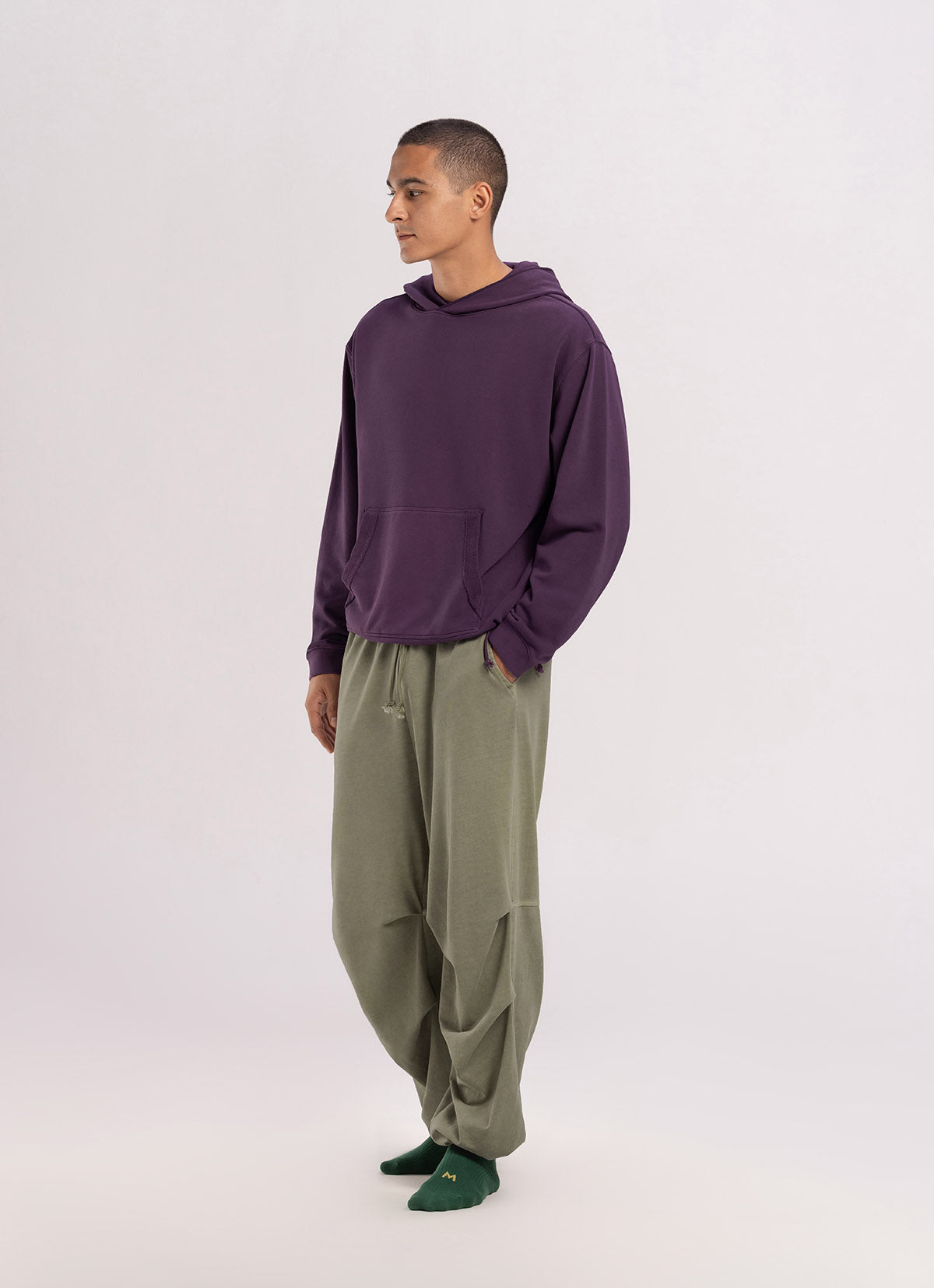 Double tuck pants (Unisex)_Grey Khaki