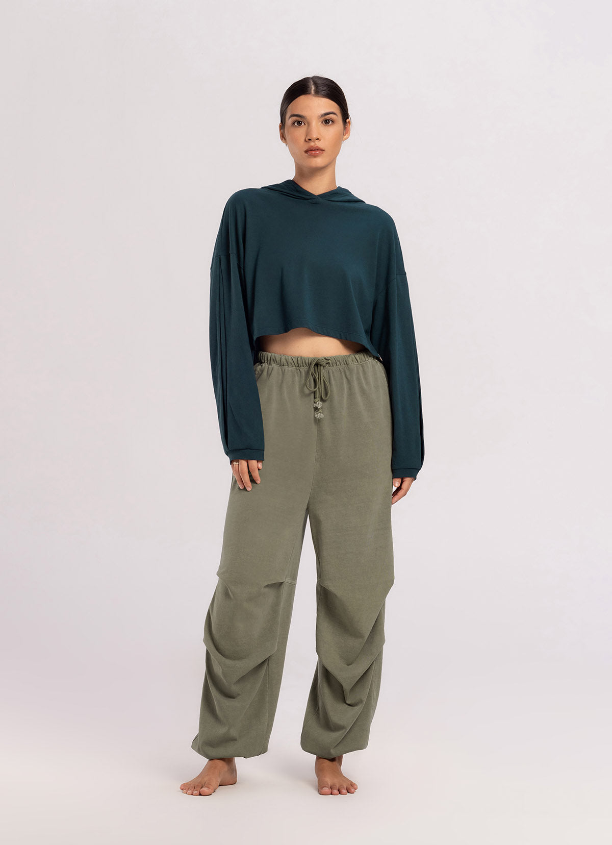 Double tuck pants (Unisex)_Grey Khaki