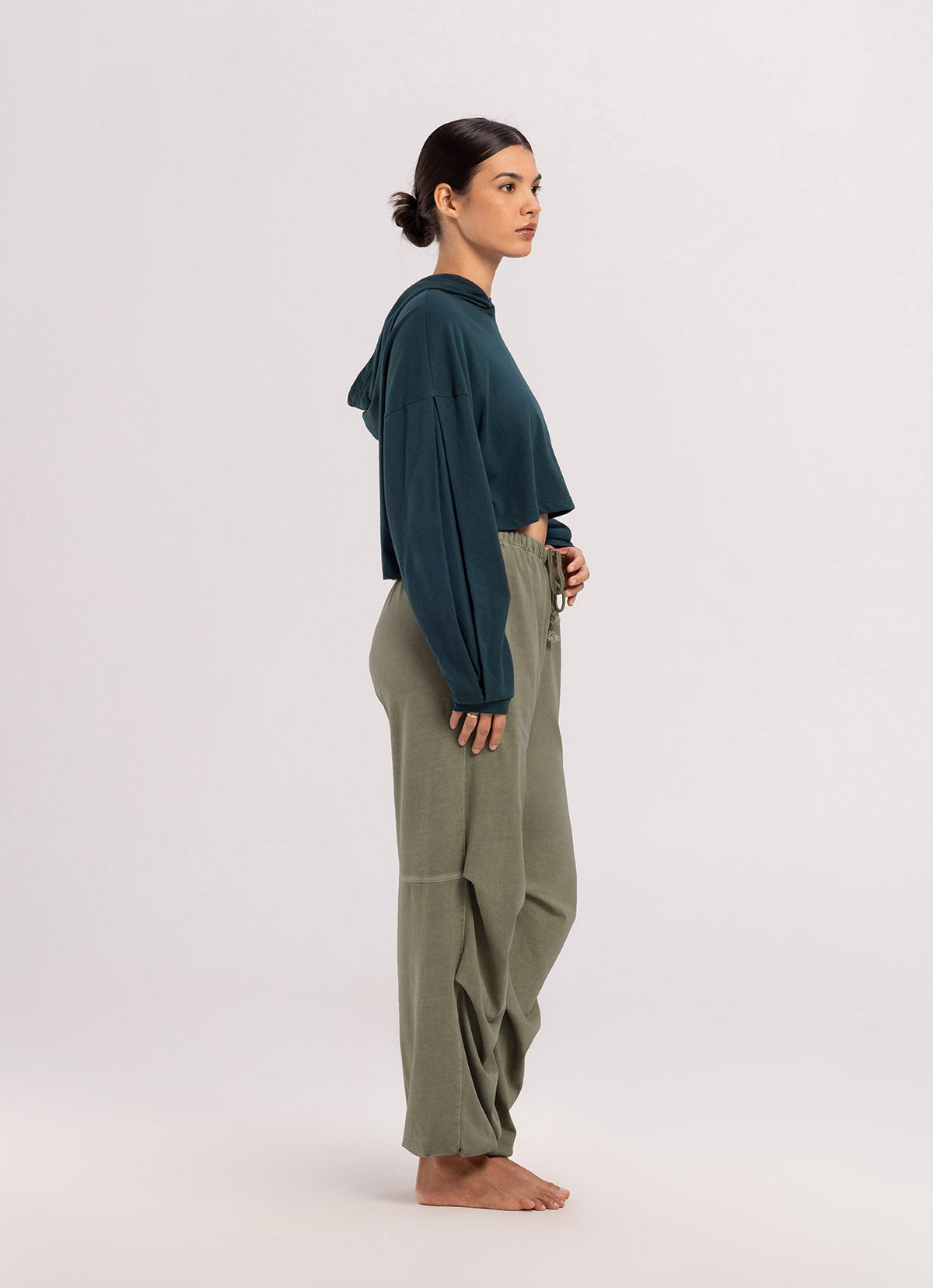 Double tuck pants (Unisex)_Grey Khaki