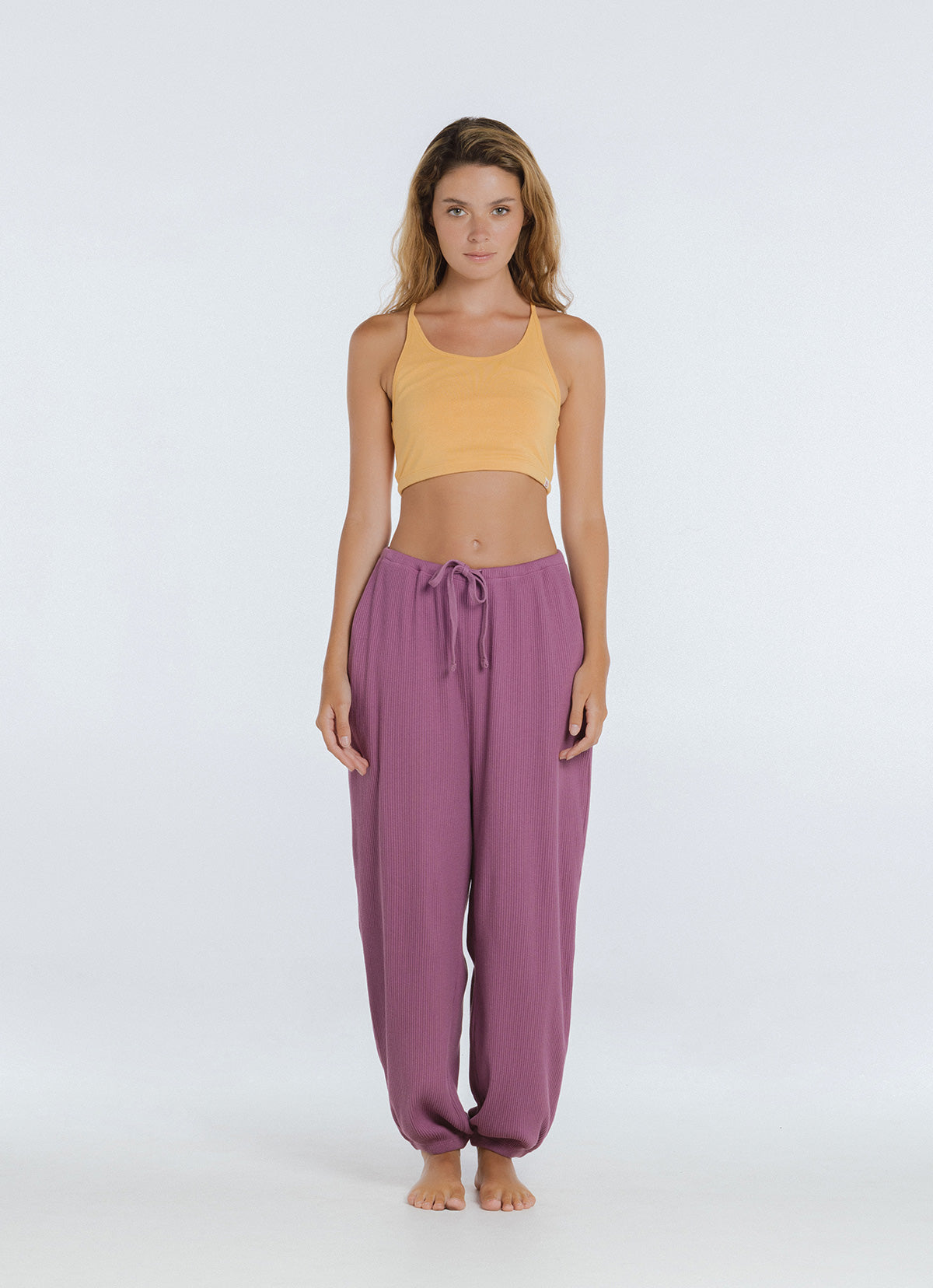 Rib jogger pants #3_Purple