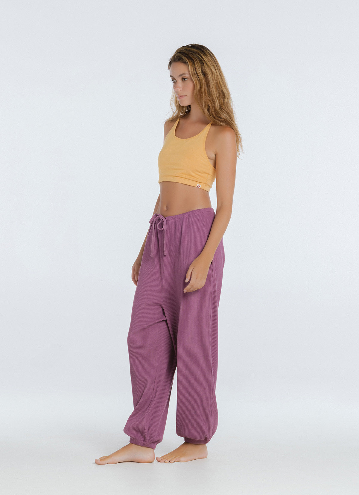 Rib jogger pants #3_Purple