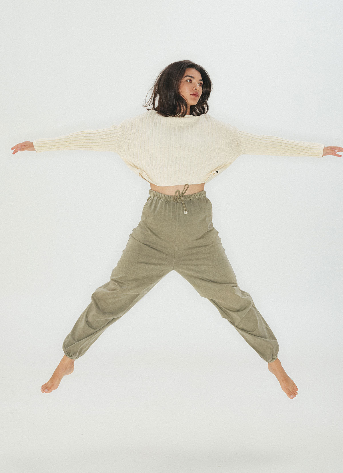 Double tuck pants (Unisex)_Grey Khaki