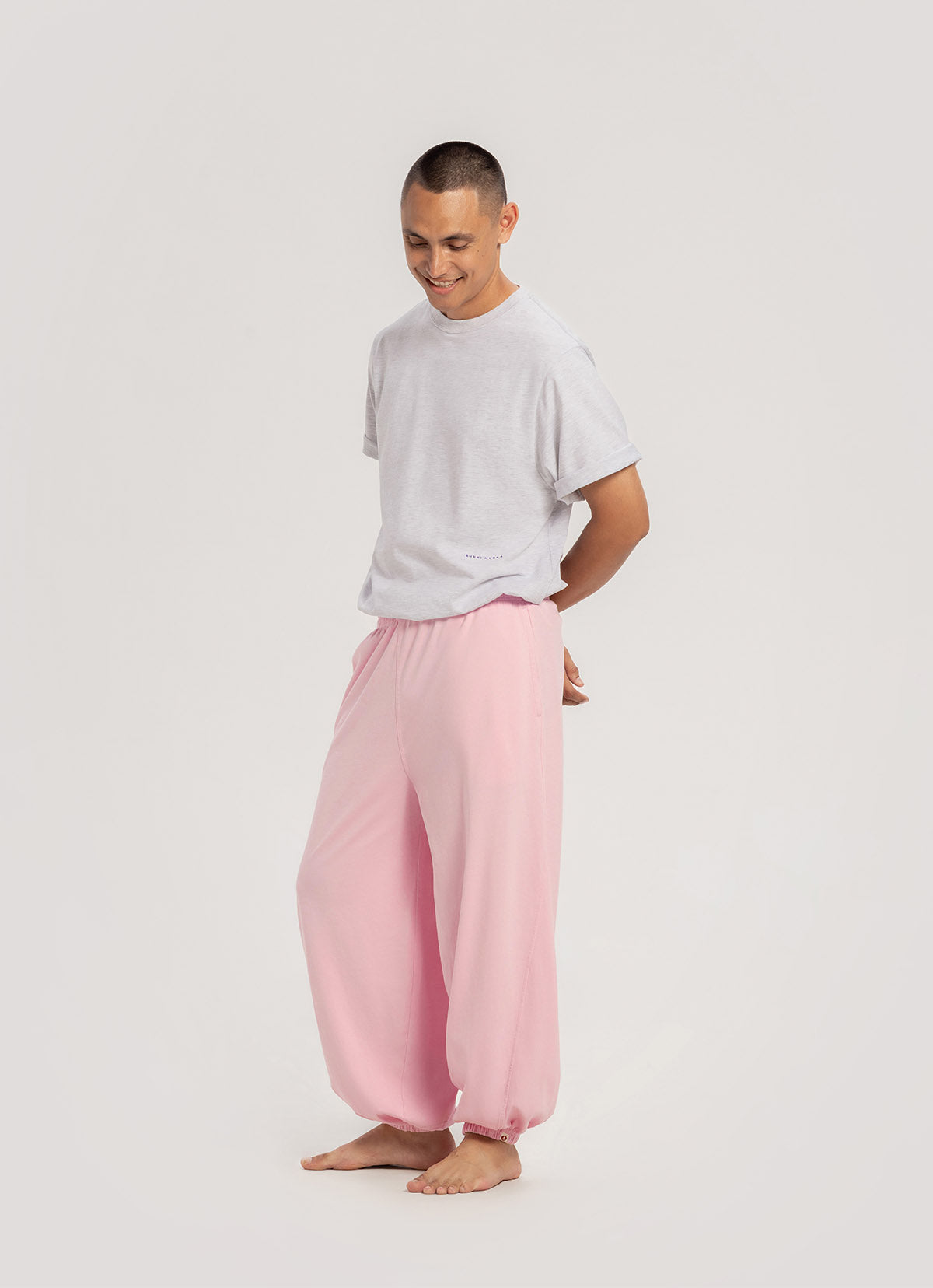 Diagonal jogger pants (Unisex)_Sweet Lilac