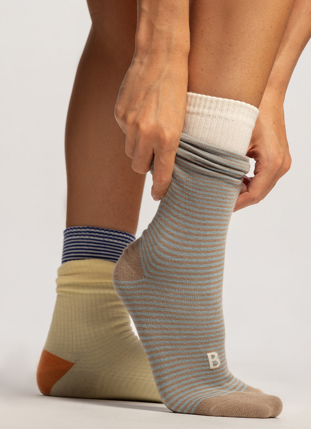 Rib ankle socks #2 (Unisex)_Brown Multi