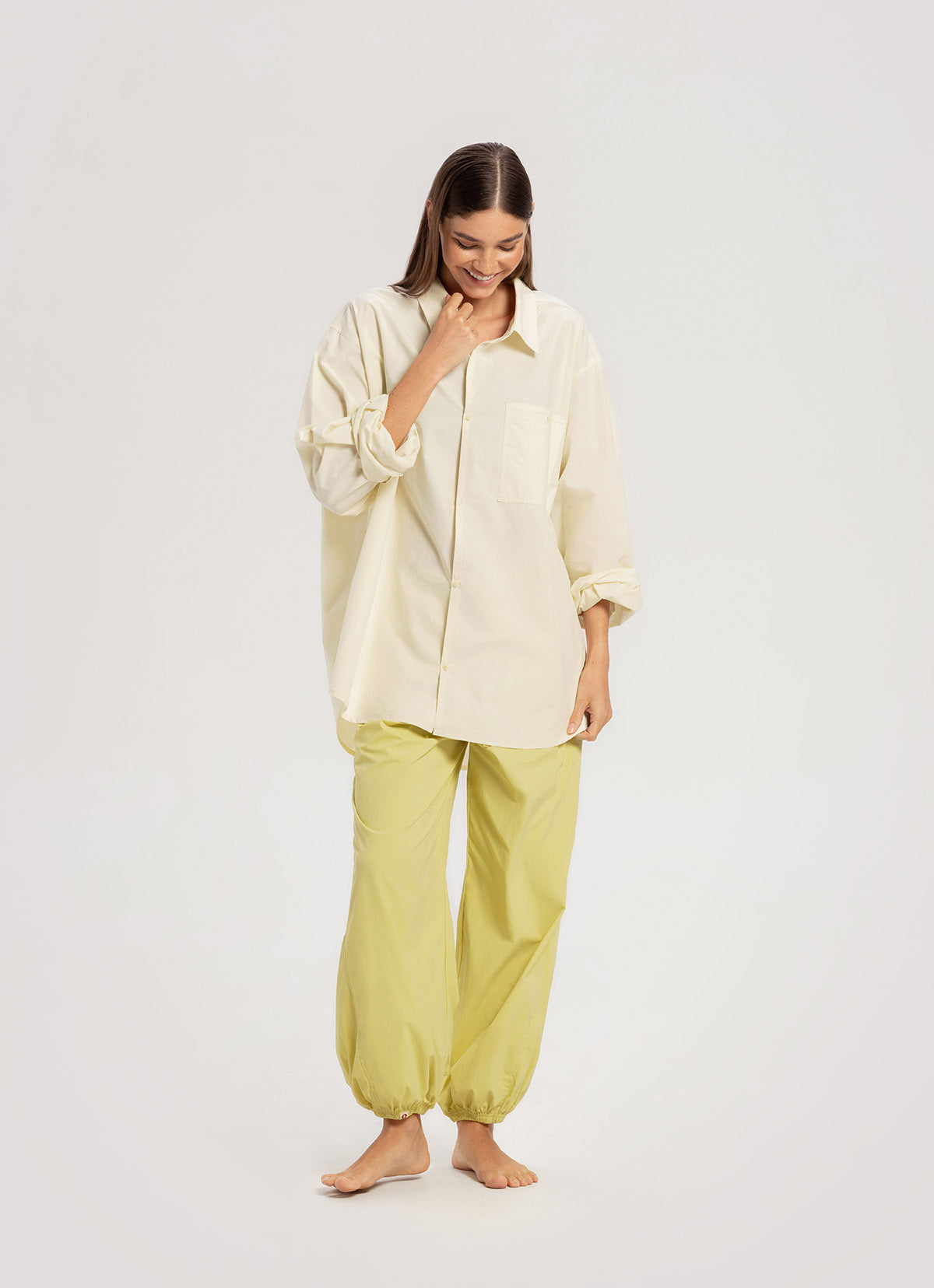 Diagonal jogger pants (Nylon ver.)_Muted Lime