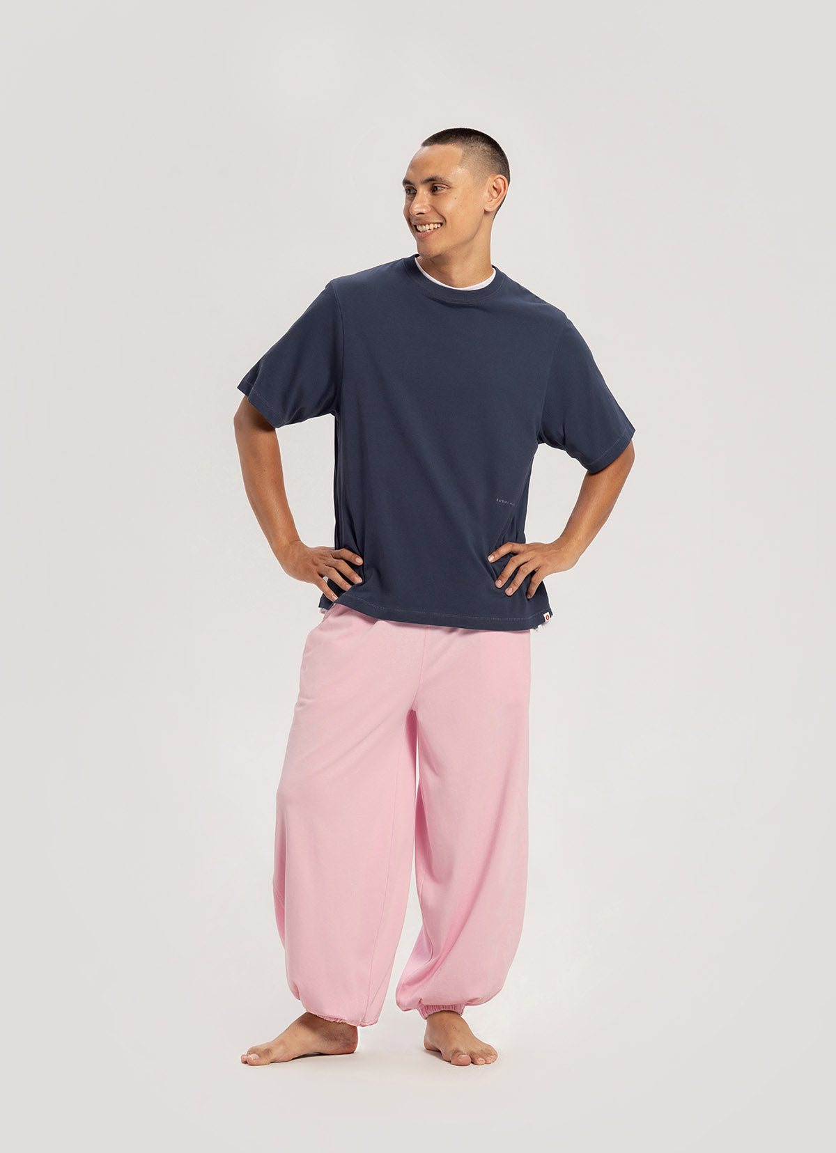 Diagonal jogger pants (Unisex)_Sweet Lilac