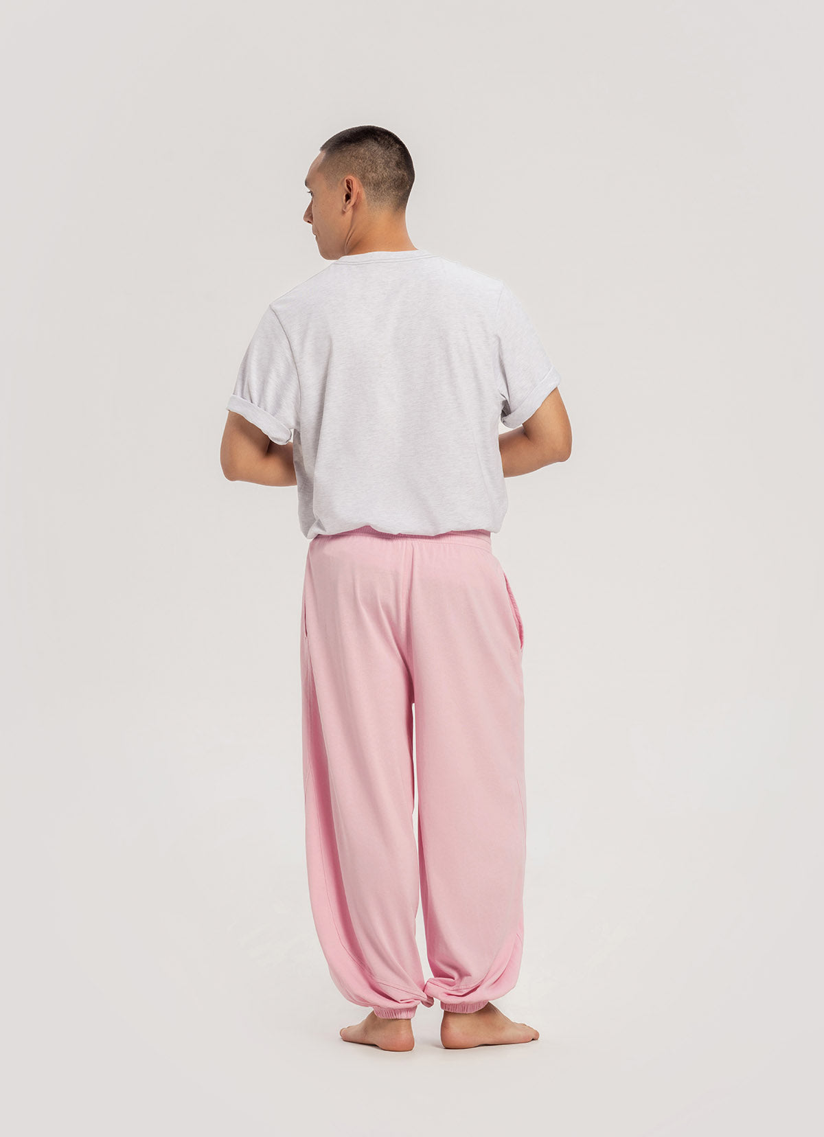 Diagonal jogger pants (Unisex)_Sweet Lilac