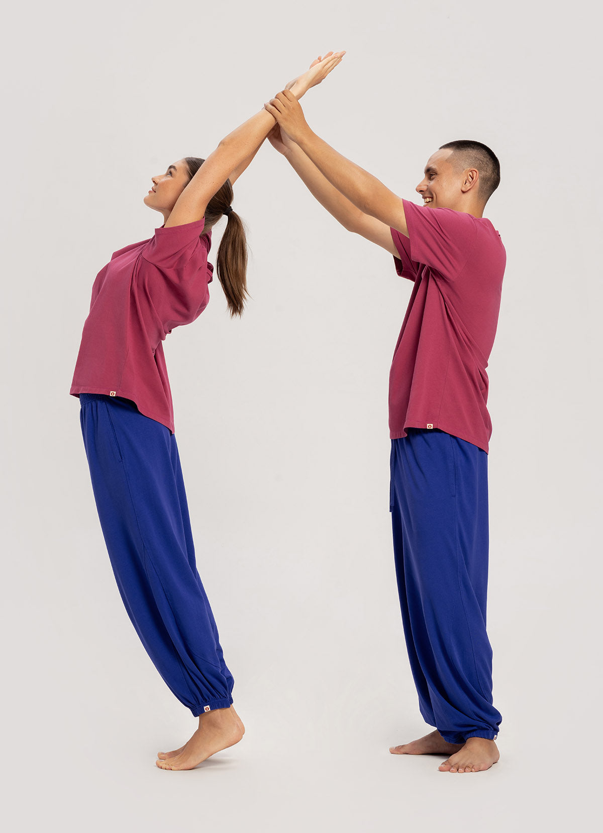 Diagonal jogger pants (Unisex)_Bluing