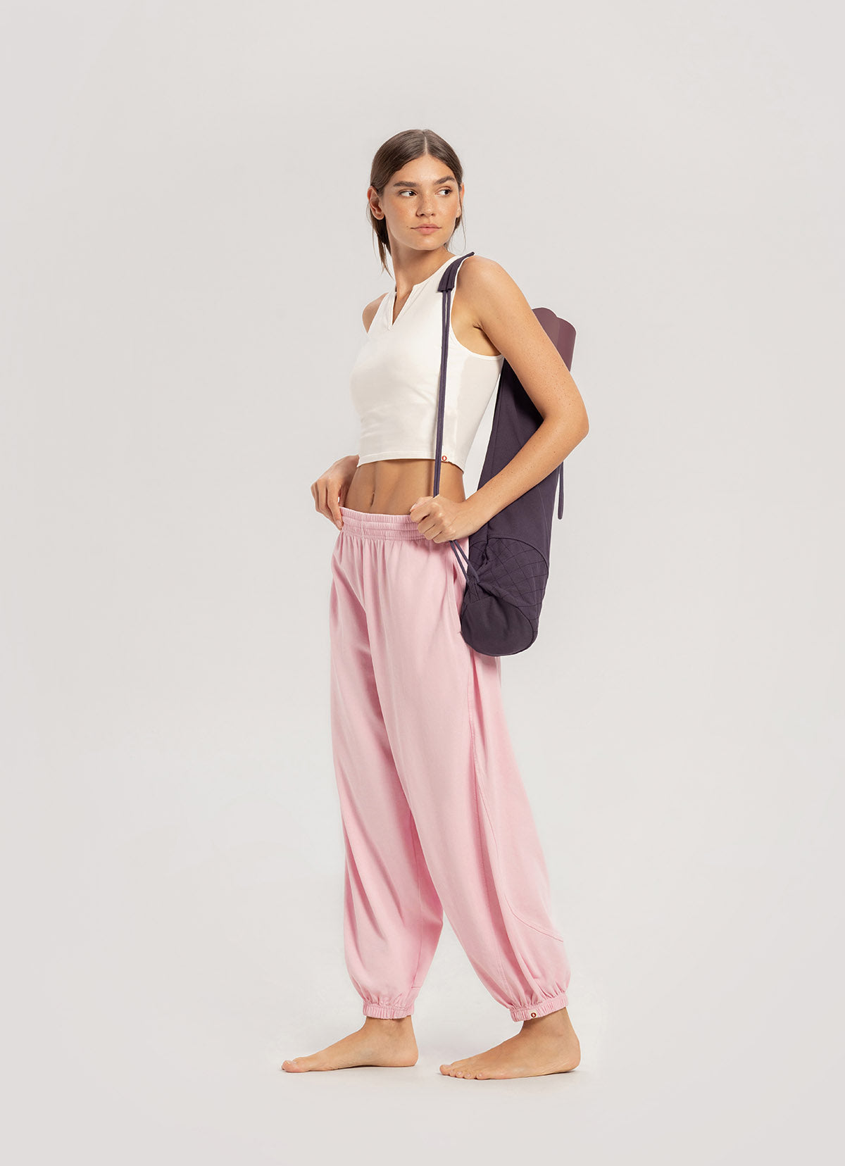 Diagonal jogger pants (Unisex)_Sweet Lilac