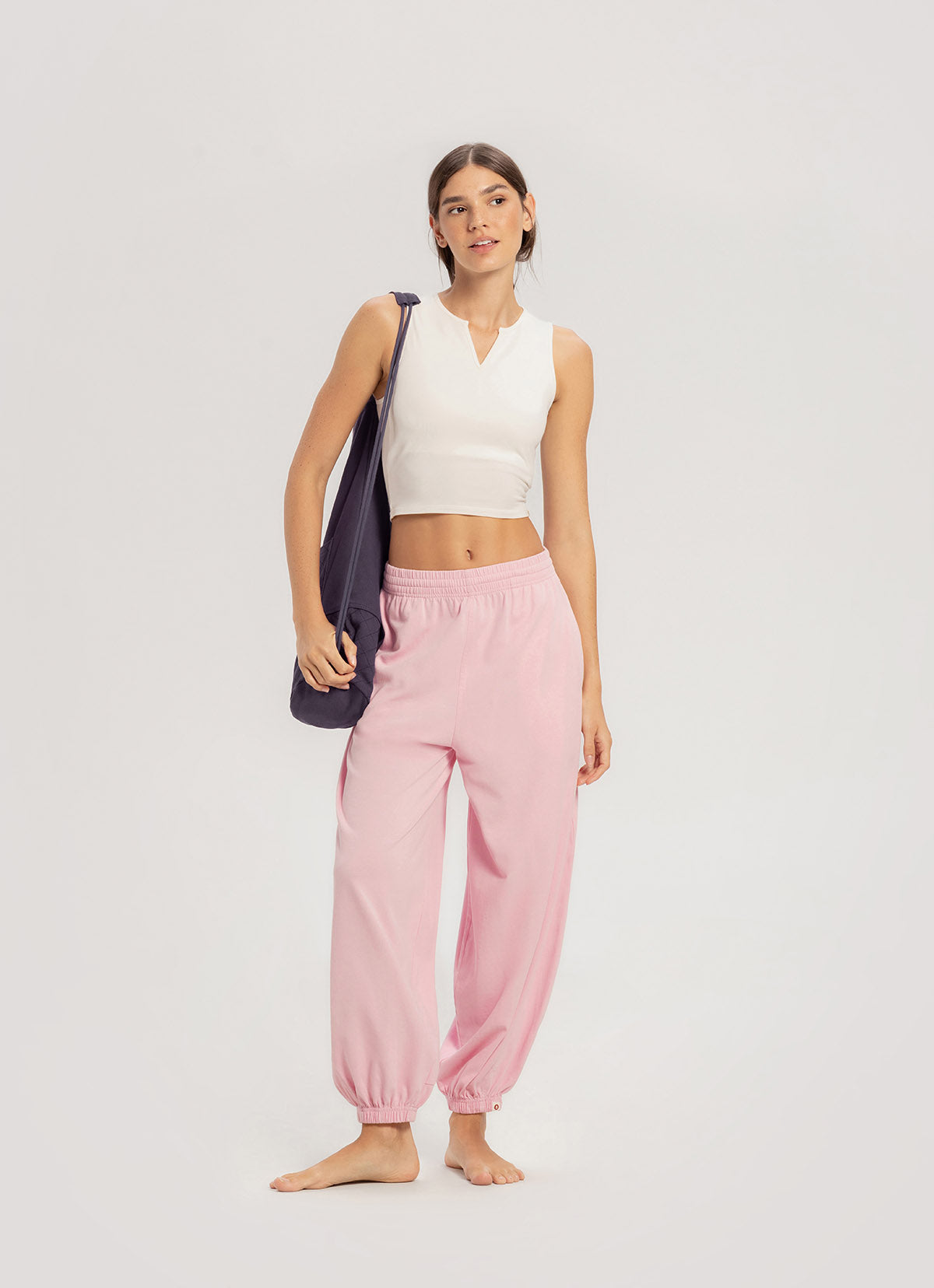 Diagonal jogger pants (Unisex)_Sweet Lilac