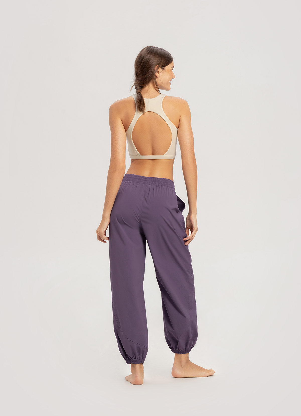 Diagonal jogger pants (Nylon ver.)_Grape Compote